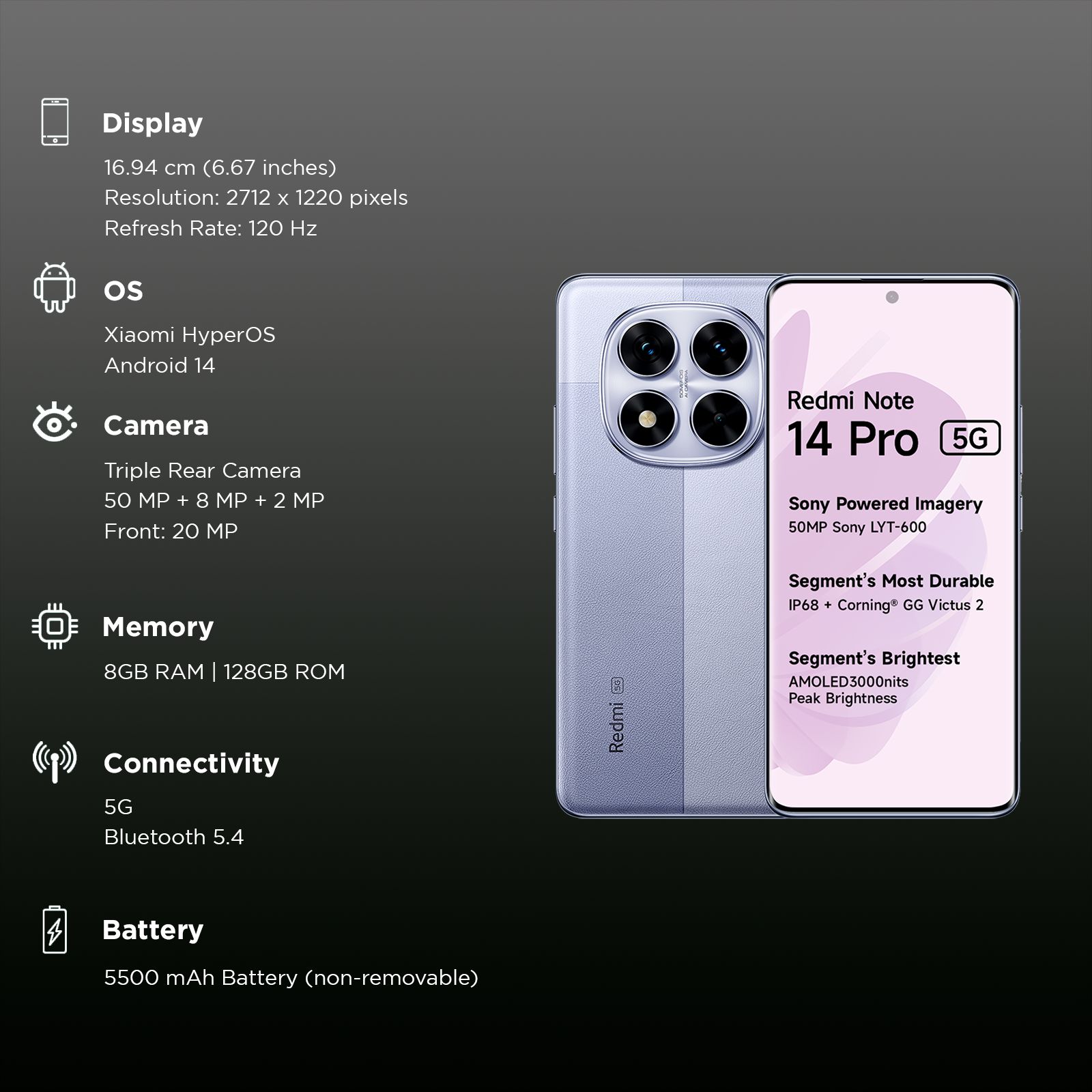 Redmi Note 14 Pro 5G (8GB RAM, 128GB, Phantom Purple)_3