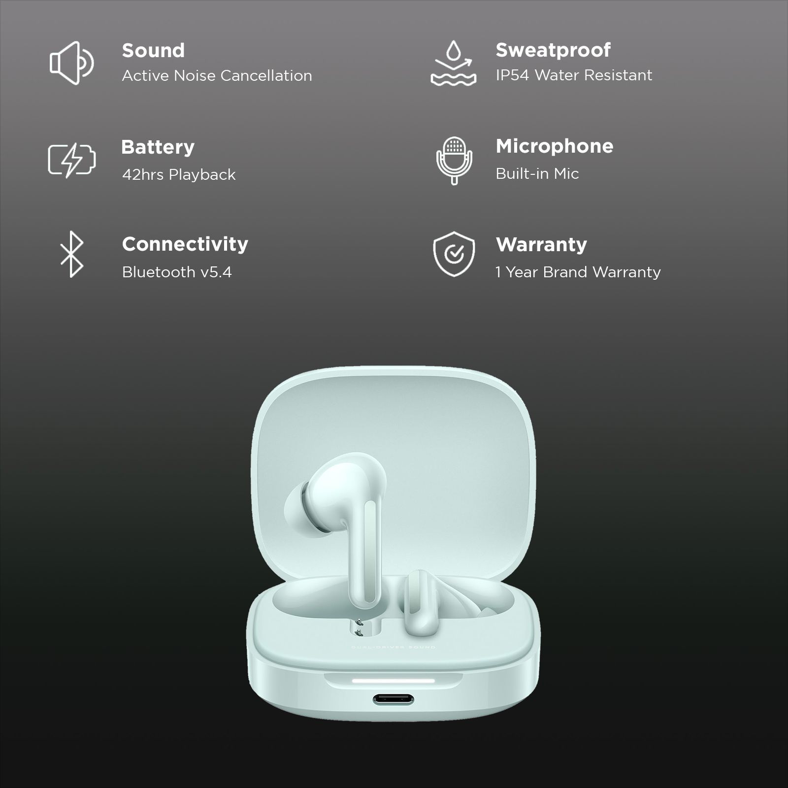 Redmi Buds 6 BHR9247IN TWS Earbuds with Active Noise Cancellation (IP54 Water Resistant, Fast Charge, Ivy Green)_2