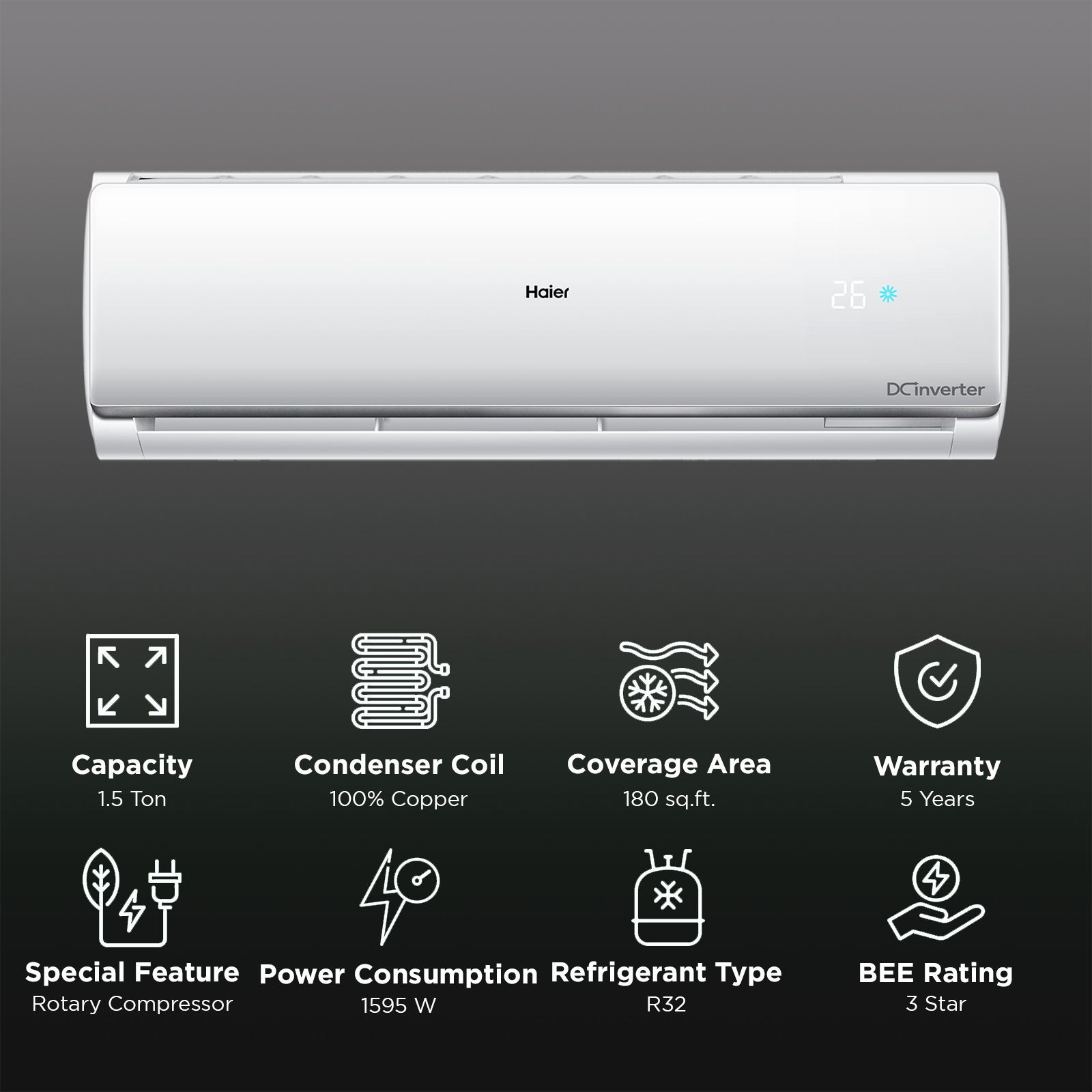 Haier Clean Cool 7 in 1 Convertible 1.5 Ton 3 Star Triple Inverter Plus Split AC with Supersonic Cooling (2025 Model, Copper Condenser, HSU50CPTQS-3BN-INV) Haier Clean Cool 7 in 1 Convertible 1.5 Ton 3 Star Triple Inverter Plus Split AC with Supersonic Cooling (2025 Model, Copper Condenser, HSU50CPTQS-3BN-INV)_2