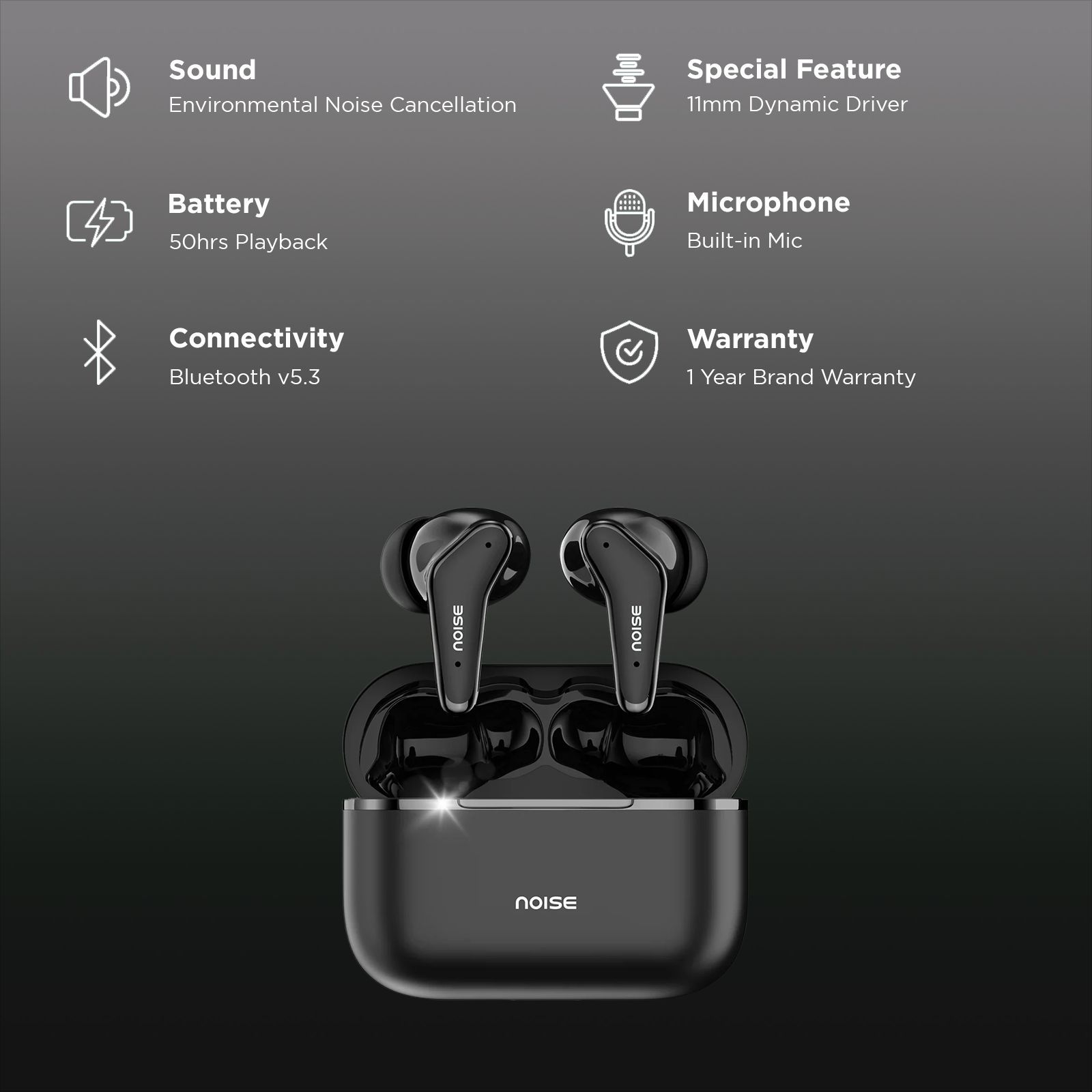 noise Buds VS102 Elite TWS Earbuds with Environmental Noise Cancellation (IPX5 Water Resistant, 11mm Driver, Carbon Black)_2