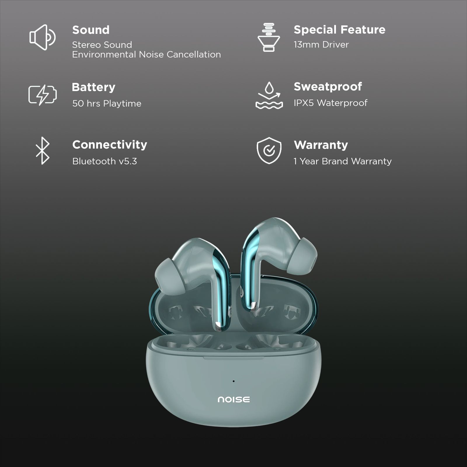 noise Buds Verve 2 TWS Earbuds with Environmental Noise Cancellation (IPX5 Water Resistant, 13mm Driver, Iceberg Blue)_2