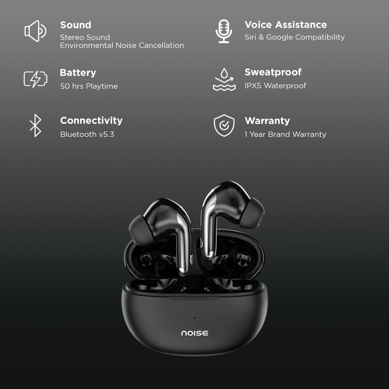 noise Buds Verve 2 TWS Earbuds with Environmental Noise Cancellation (IPX5 Water Resistant, 13mm Driver, Carbon Black)_2