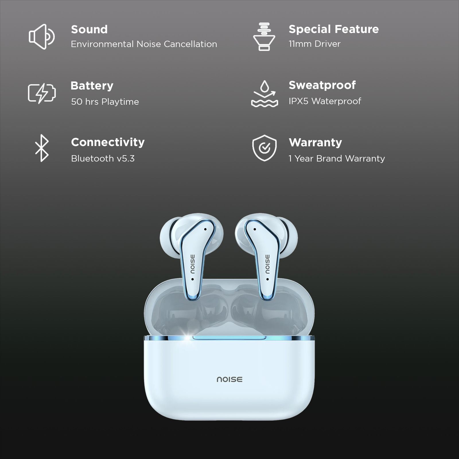 noise Buds VS102 Elite TWS Earbuds with Environmental Noise Cancellation (IPX5 Water Resistant, 11mm Driver, Sky Blue)_2
