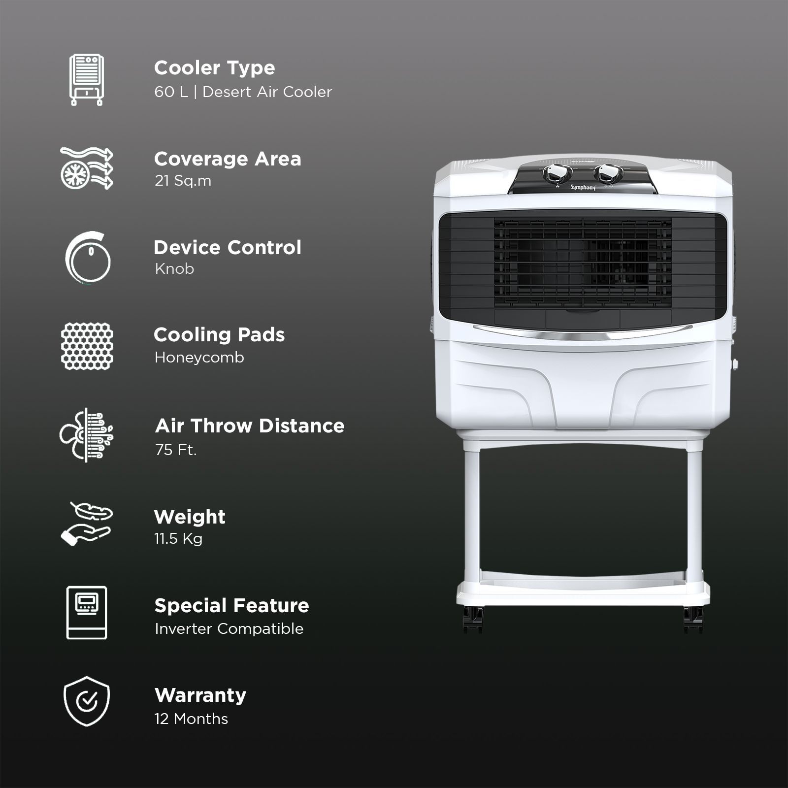 Symphony Sumo 60 Litres Desert Air Cooler with CFD Technology (i-Pure+ Technology, Grey & Blue)_2
