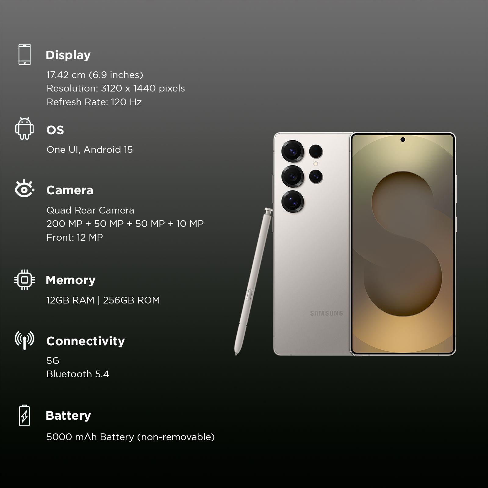 SAMSUNG Galaxy S25 Ultra 5G (12GB RAM, 256GB, Titanium Gray)_3