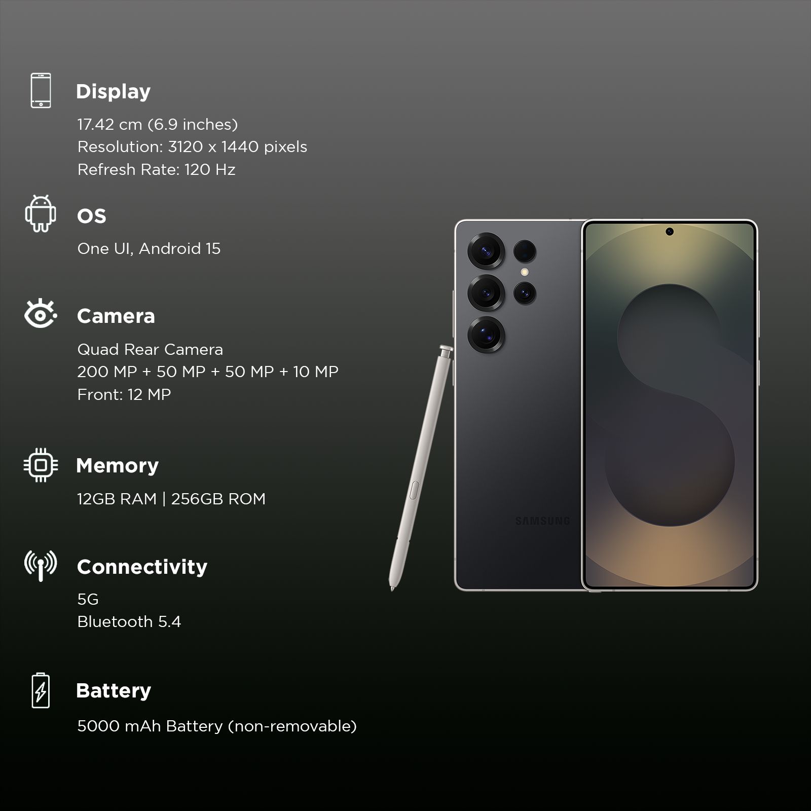 SAMSUNG Galaxy S25 Ultra 5G (12GB RAM, 256GB, Titanium Black) SAMSUNG Galaxy S25 Ultra 5G (12GB RAM, 256GB, Titanium Black)_3