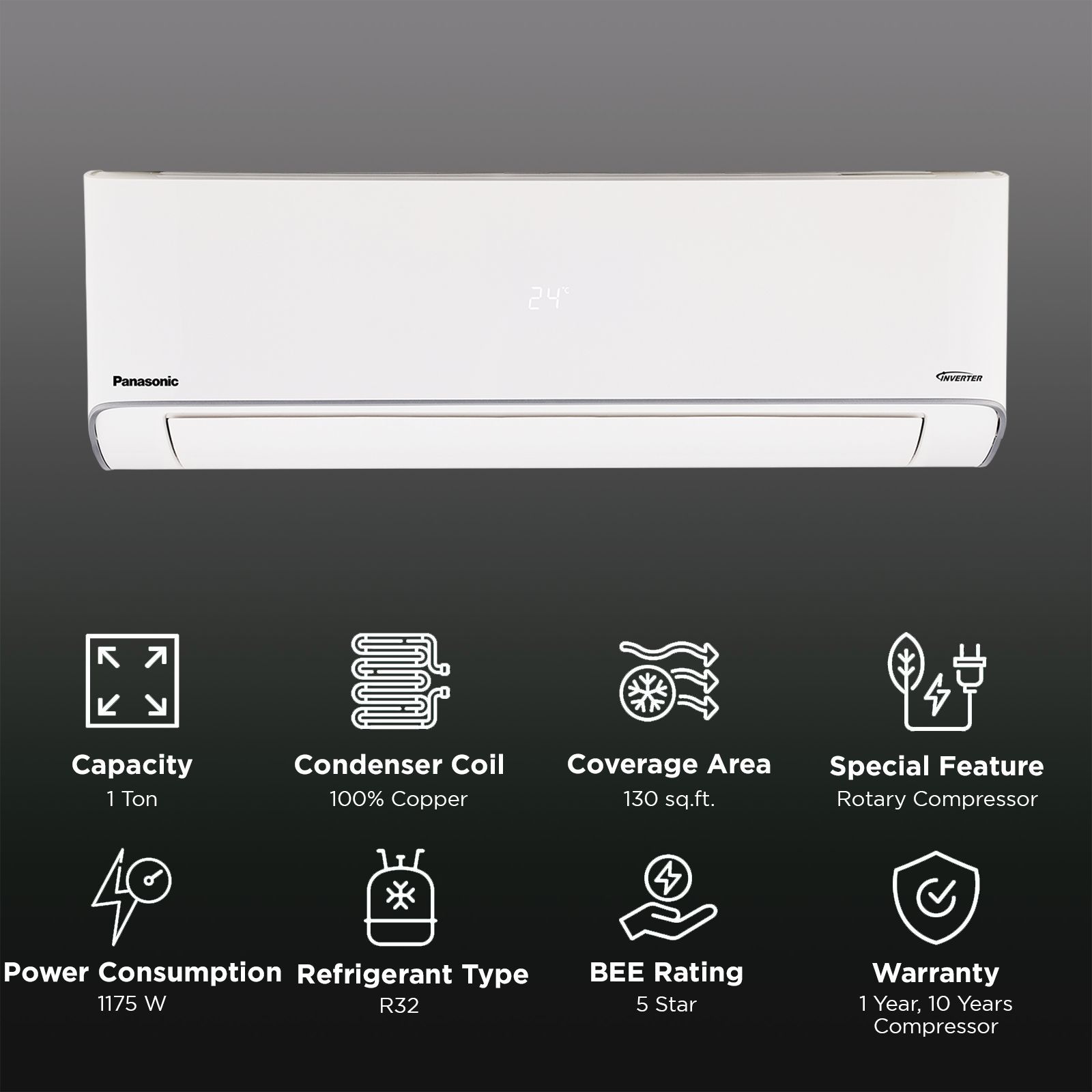 Panasonic EU 7 in 1 Convertible 1 Ton 5 Star Inverter Split AC with EcoTough (2025 Model, Copper Condenser, CS/CU-EU12BKY5F)_2