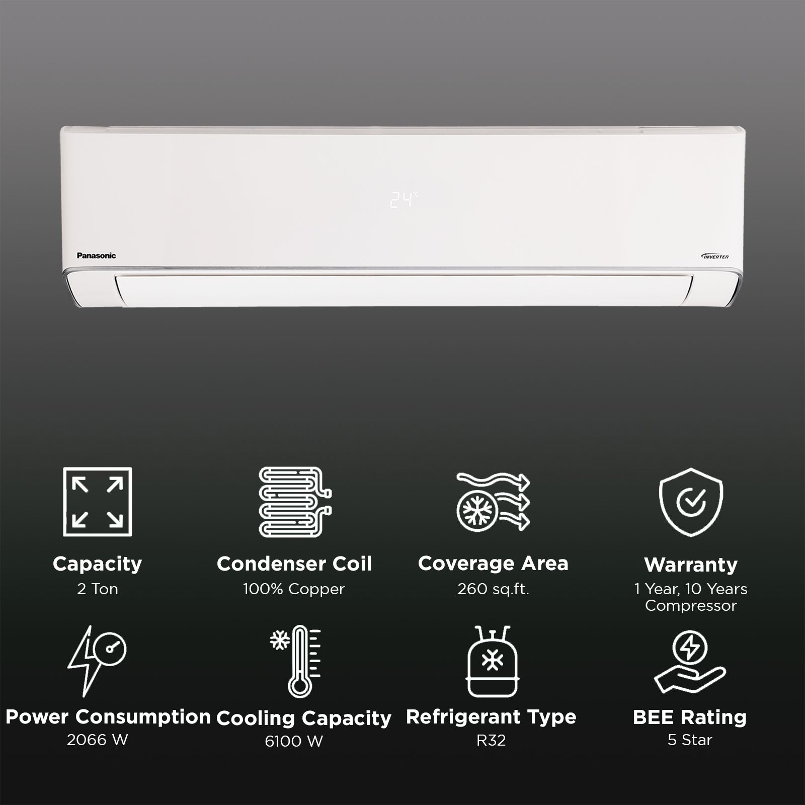 Panasonic EU 7 in 1 Convertible 2 Ton 5 Star Inverter Split Smart AC with Voice Assistant (2025 Model, Copper Condenser, CS/CU-EU24BKY5FM)_2