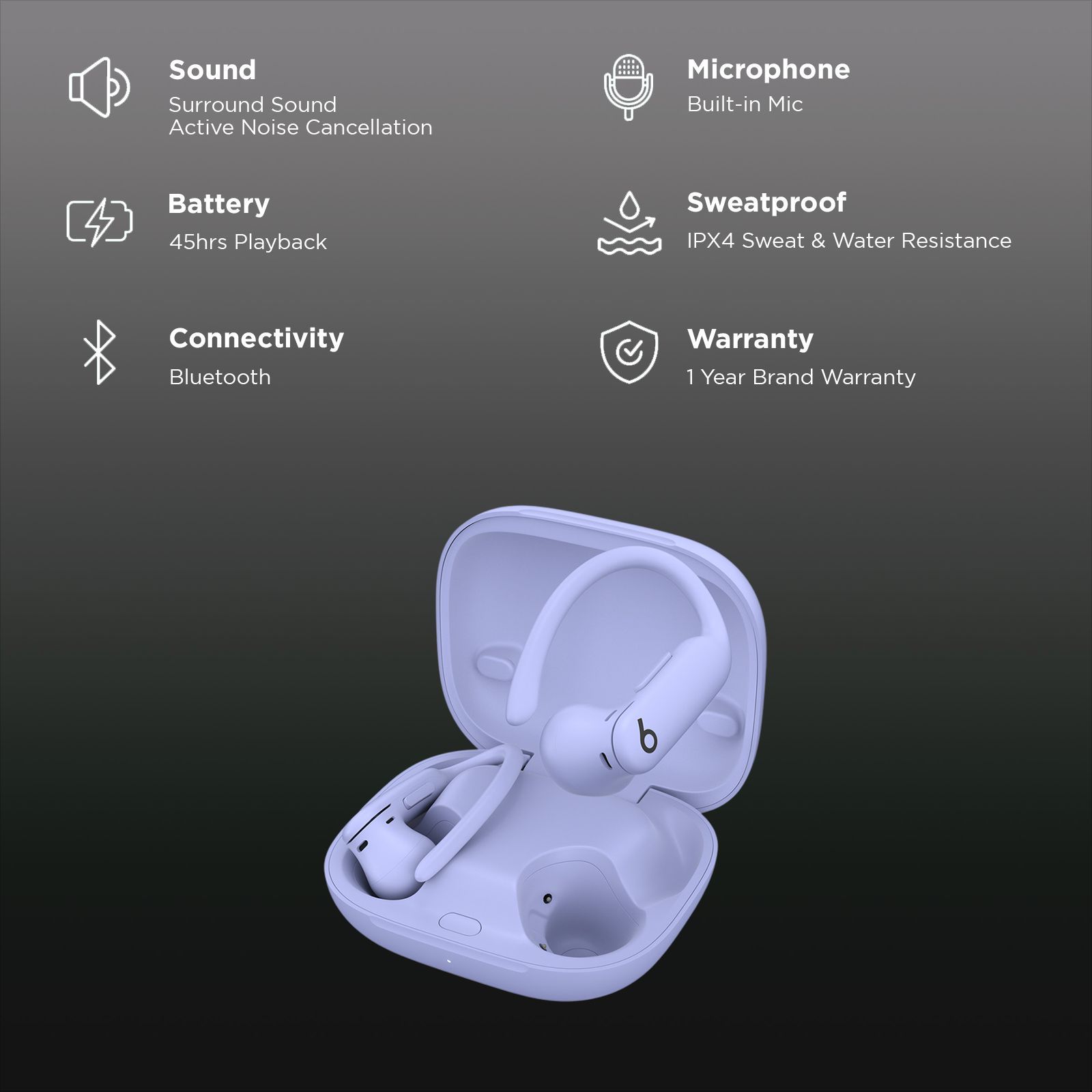 beats Powerbeats Pro 2 MX753ZM/A TWS Earbuds with Active Noise Cancellation (IPX4 Sweat & Water Resistant, Heart-rate Monitoring, Hyper Purple)_2