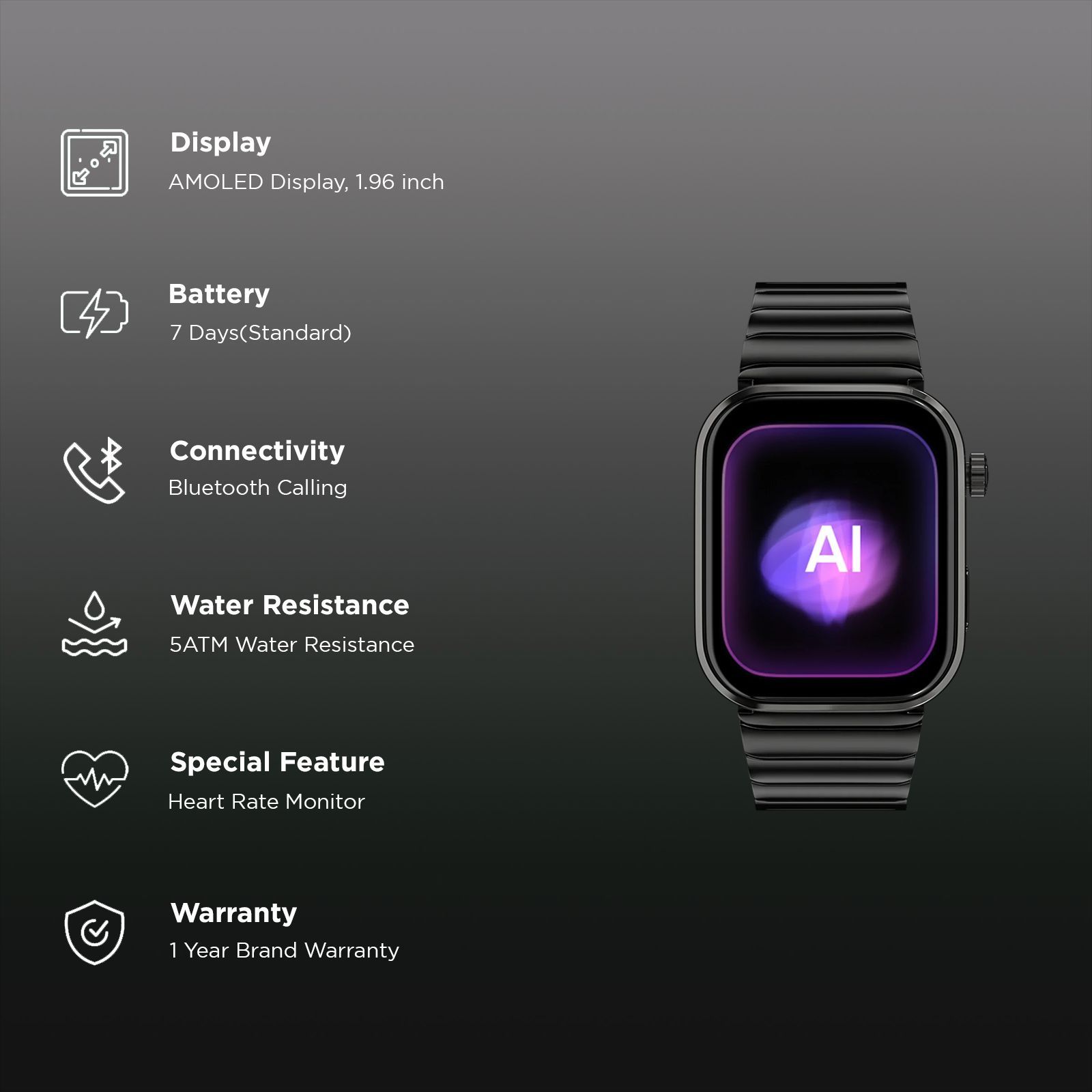 noise ColorFit Pro 6 Max Smartwatch with Bluetooth Calling (49.78mm AMOLED Display, 5 ATM Water Resistant, Chrome Black Strap) noise ColorFit Pro 6 Max Smartwatch with Bluetooth Calling (49.78mm AMOLED Display, 5 ATM Water Resistant, Chrome Black Strap)_2