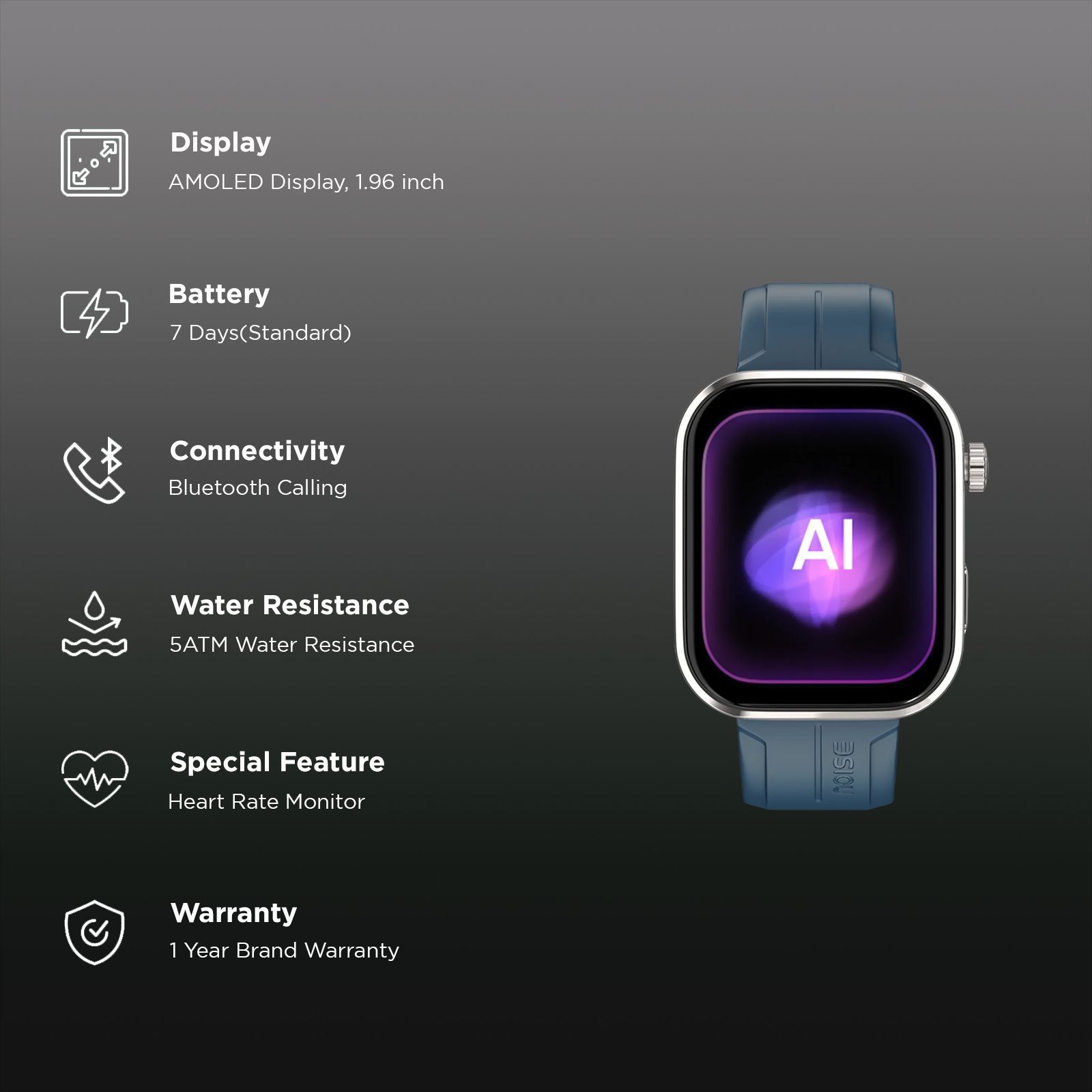 noise ColorFit Pro 6 Max Smartwatch with Bluetooth Calling (49.78mm AMOLED Display, 5ATM Water Resistant, Blue Titanium Strap) noise ColorFit Pro 6 Max Smartwatch with Bluetooth Calling (49.78mm AMOLED Display, 5ATM Water Resistant, Blue Titanium Strap)_2