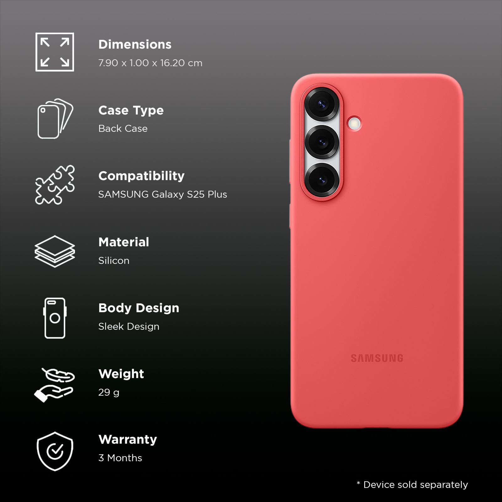 SAMSUNG Soft Silicone Back Case for SAMSUNG Galaxy S25 Plus (Ul Certified, Red)_2