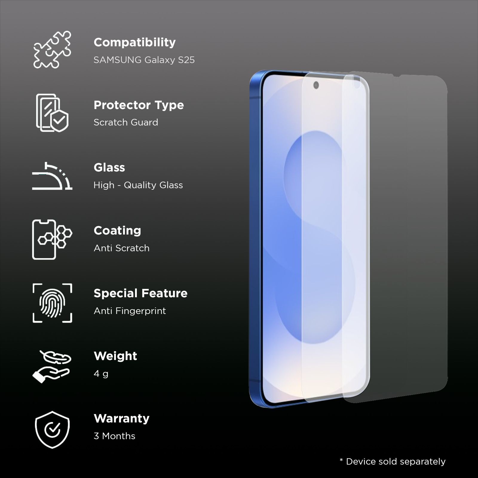 SAMSUNG Anti-reflecting Film Screen Protector for SAMSUNG Galaxy S25 (Ultra-Sonic Fingerprint Id)_3