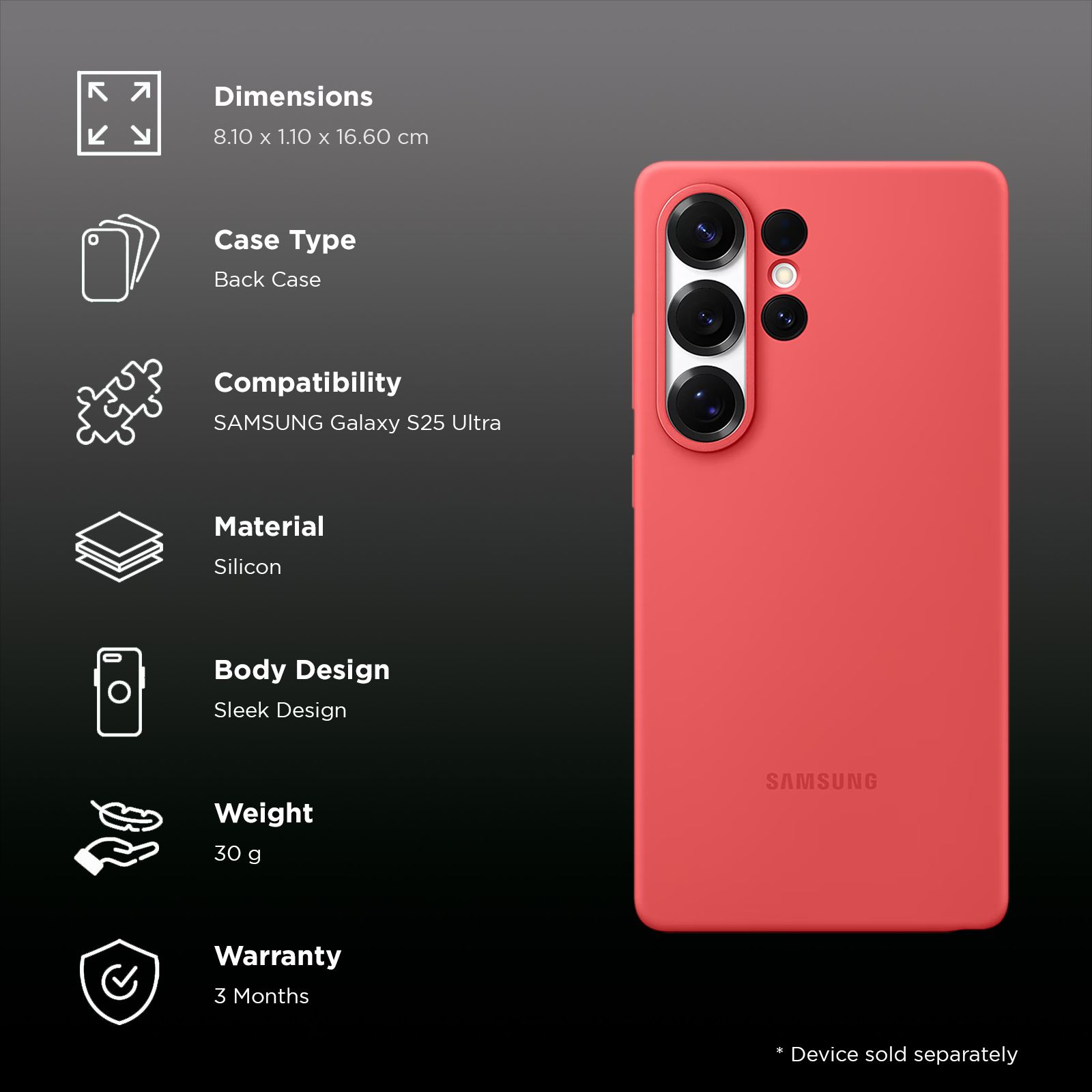 SAMSUNG Soft Silicone Back Case for SAMSUNG Galaxy S25 Ultra (Ul Certified, Red)_2