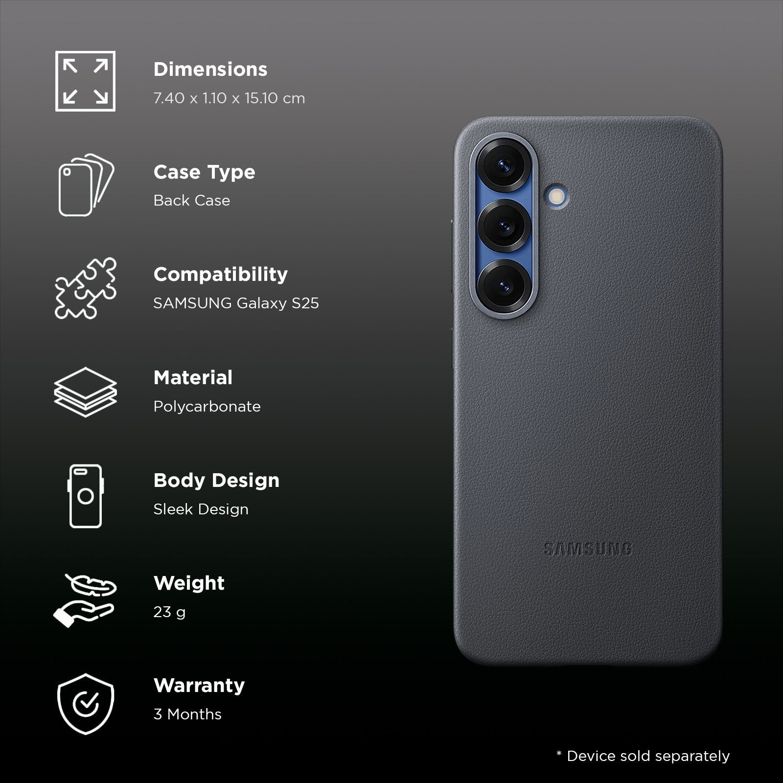 SAMSUNG Soft Polycarbonate Kindsuit Case for SAMSUNG Galaxy S25 (Ul Certified, Black)_2