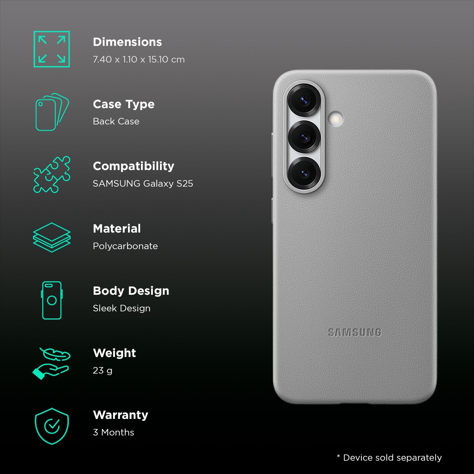 SAMSUNG Soft Polycarbonate Kindsuit Case for SAMSUNG Galaxy S25 (Ul Certified, Gray)_2
