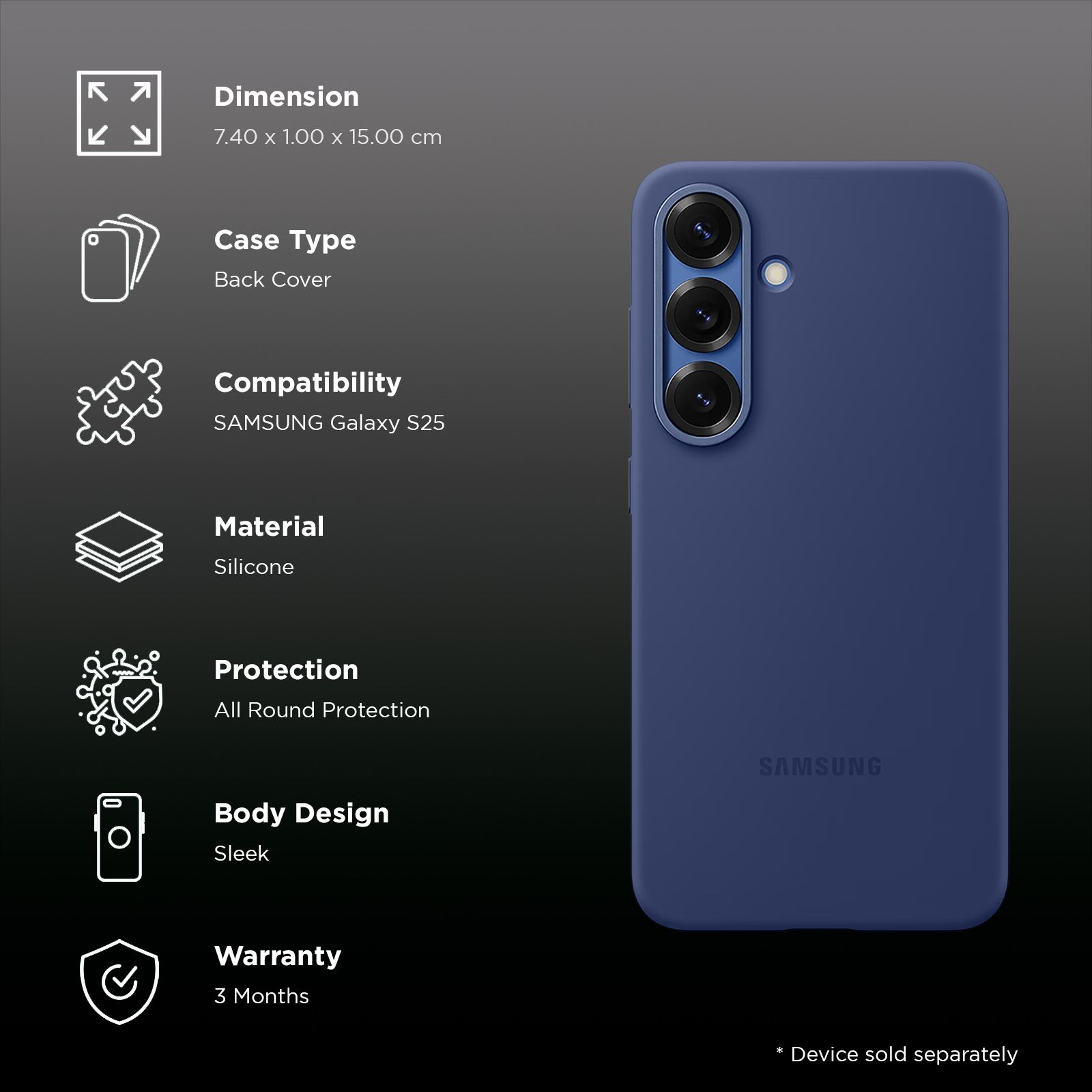 SAMSUNG Soft Silicone Back Case for SAMSUNG Galaxy S25 (Ul Certified, Blue)_2