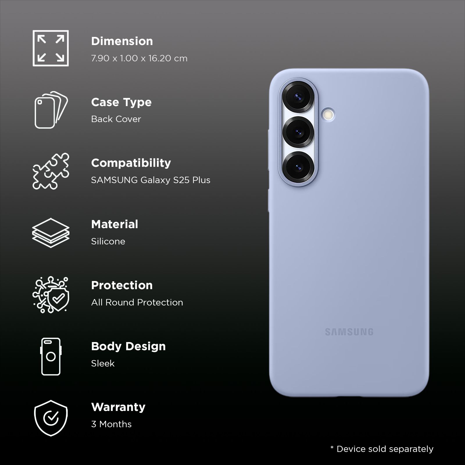 SAMSUNG Soft Silicone Back Case for SAMSUNG Galaxy S25 Plus (Ul Certified, Light Blue)_2