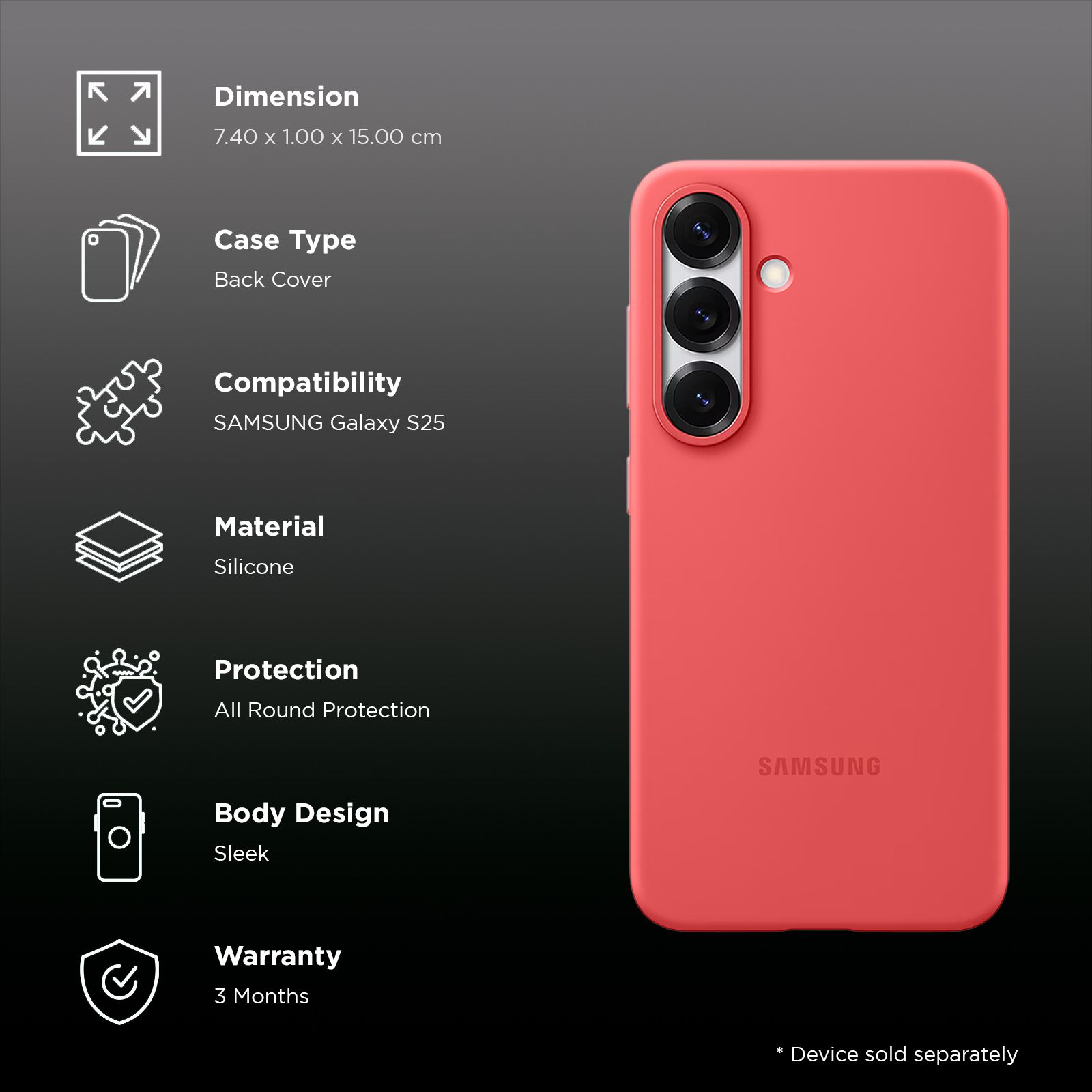 SAMSUNG Soft Silicone Back Case for SAMSUNG Galaxy S25 (Ul Certified, Red)_2