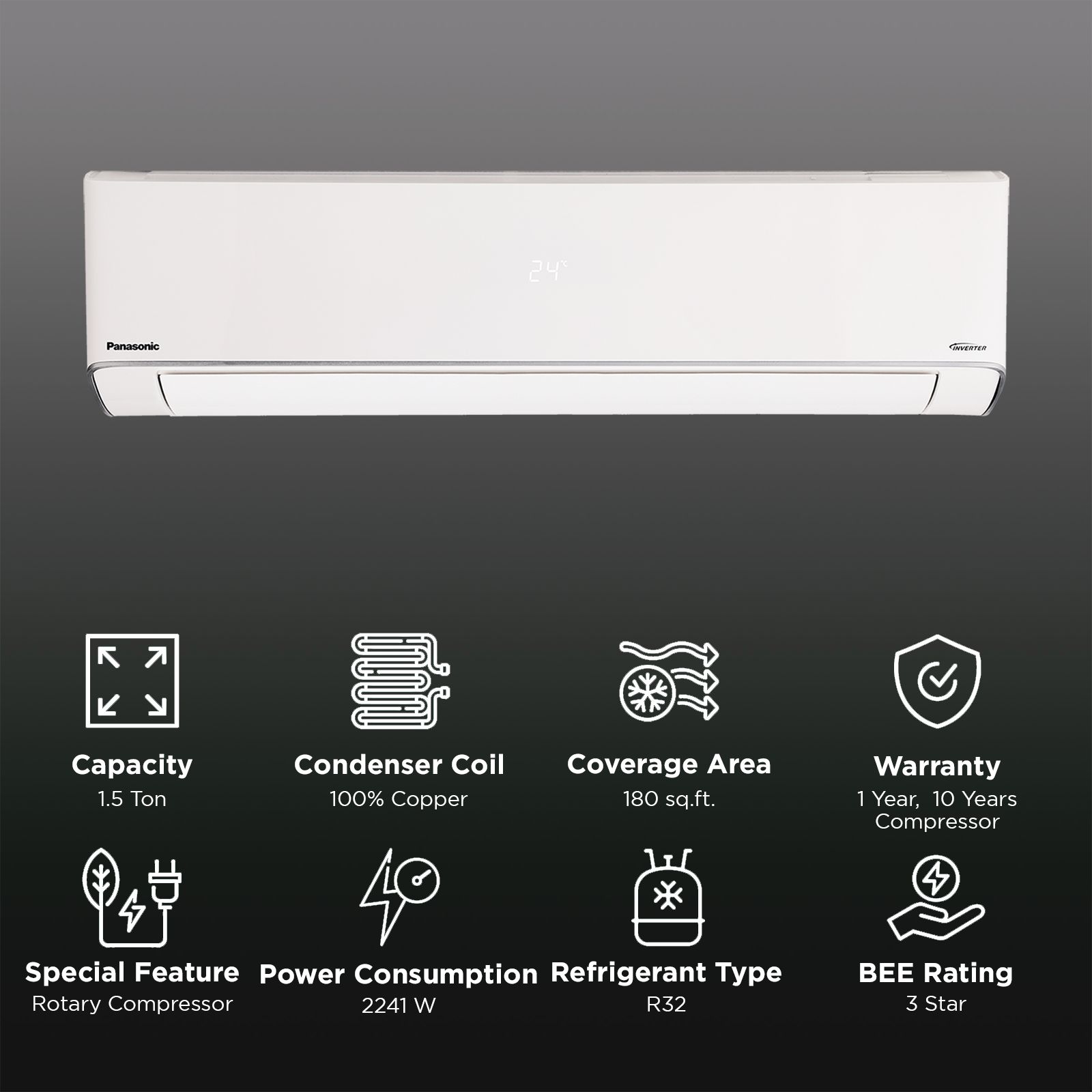 Panasonic EU 7 in 1 Convertible 1.5 Ton 3 Star Inverter Split AC with Higher Airflow (Copper Condenser, CS/CU-EU18BKY3XF)_2