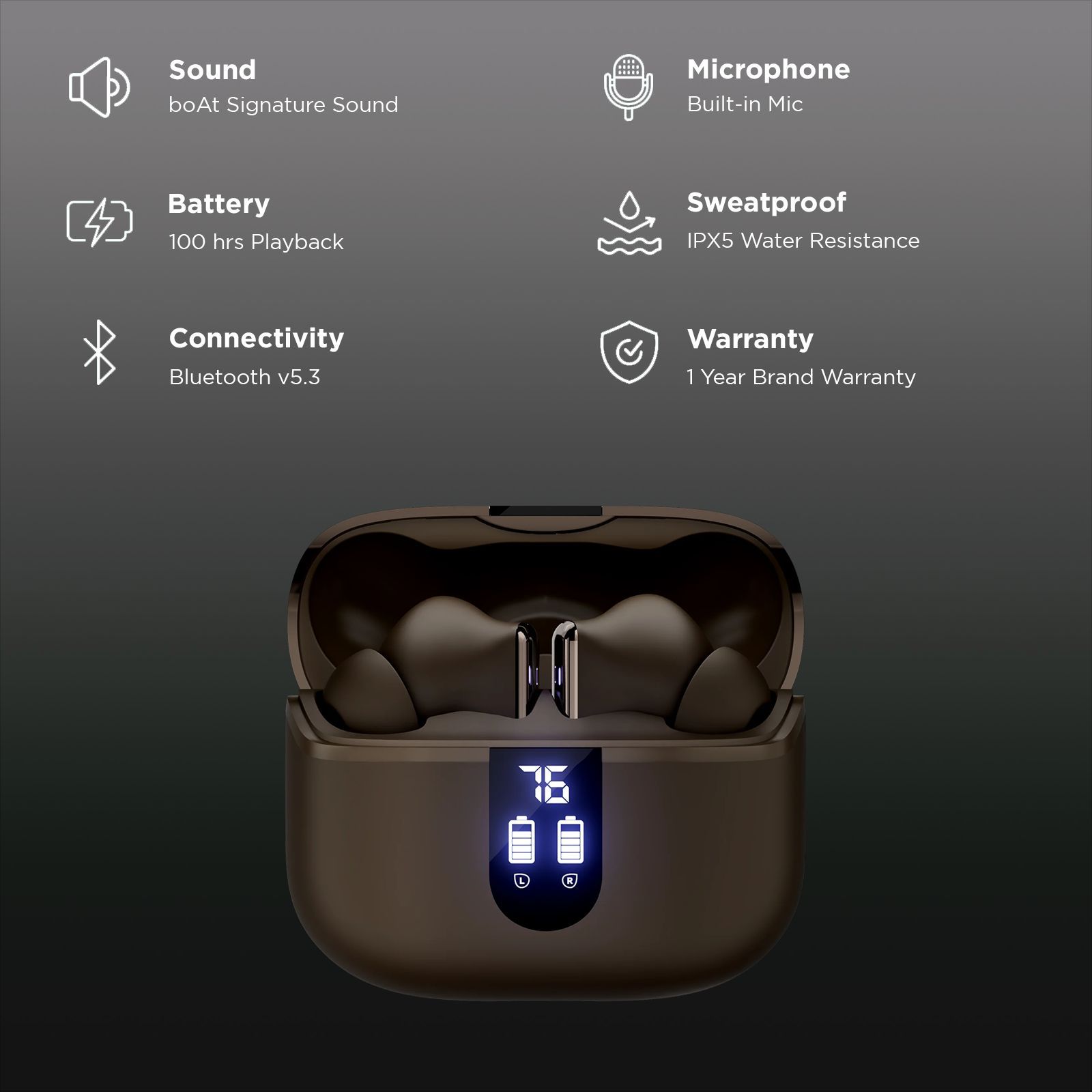 boAt Airdopes 181 Pro TWS Earbuds with Environmental Noise Cancellation (IPX5 Water Resistant, 4 Mics ENx Technology, Mocha Elegance)_2