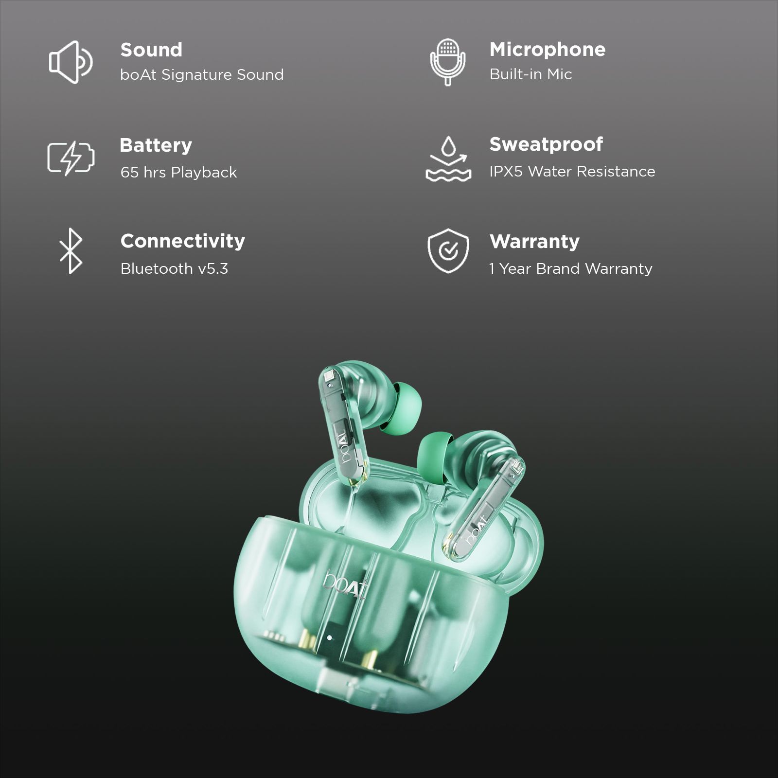 boAt Airdopes 191 ANC TWS Earbuds with Active Noise Cancellation (IPX5 Splash Resistant, 4Mics ENx, Pellucid Green)_2