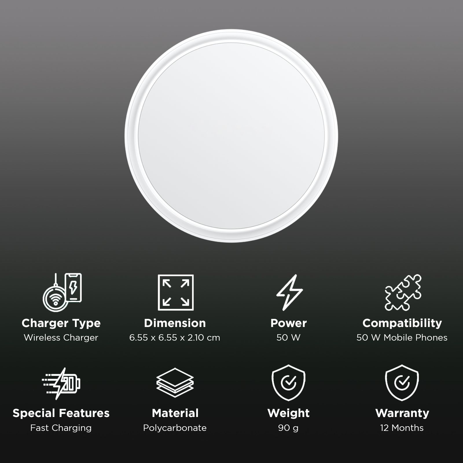 OnePlus AIRVOOC 50W Wireless Charger for OnePlus 13, OnePlus 12, iPhone (Centrifugal Fan, White)_2