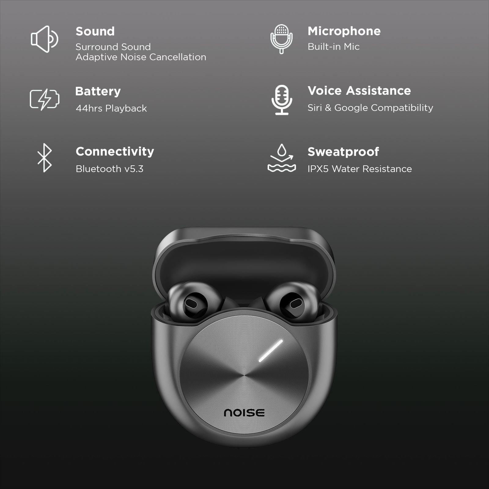 noise Master Buds AUD-HDPHN-MASTERBUDS TWS Earbuds with Adaptive Noise Cancellation (Water Resistant, Immersive Spatial Audio, Onyx Black)_2