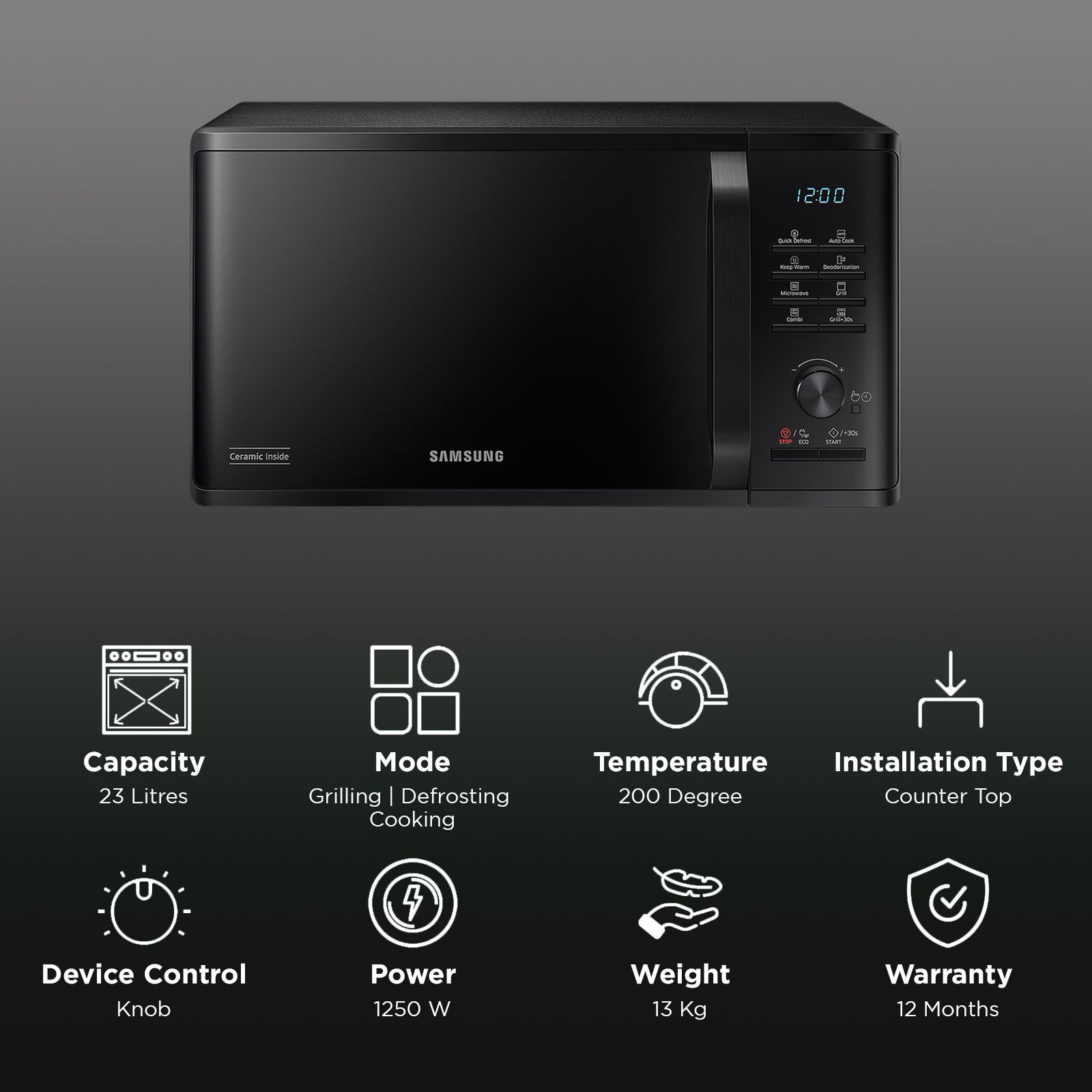 SAMSUNG 23L Grill Microwave with Browning Plus Function (MG23A3515AK/TL, Black) SAMSUNG 23L Grill Microwave with Browning Plus Function (MG23A3515AK/TL, Black)_3