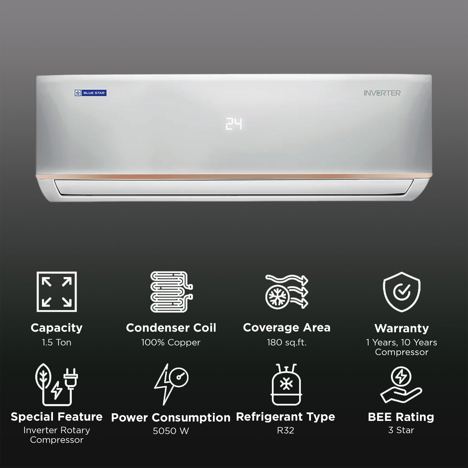 Blue Star D Series 5 in 1 Convertible 1.5 Ton 3 Star Hot & Cold Inverter Split AC with PM 2.5 Filter (2025 Model, Copper Condenser, ID318DNUHC) Blue Star D Series 5 in 1 Convertible 1.5 Ton 3 Star Hot & Cold Inverter Split AC with PM 2.5 Filter (2025 Model, Copper Condenser, ID318DNUHC)_2