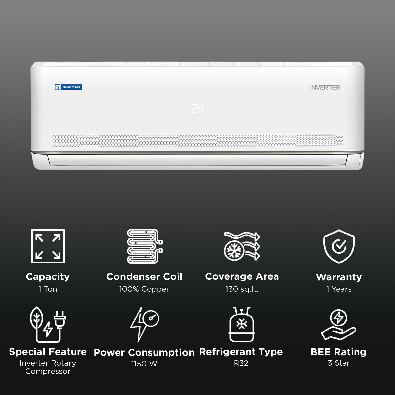 Blue Star M Series 5 in 1 Convertible 1 Ton 3 Star Hexa Inverter Split AC with Self Diagnosis (2025 Model, Copper Condenser, IG312MNU)_2