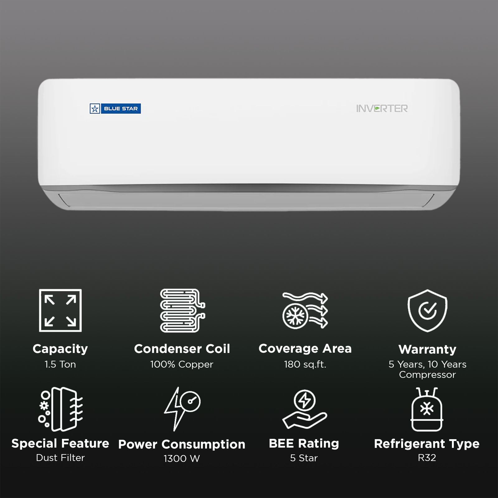 Blue Star Z Series 5 in 1 Convertible 1.5 Ton 5 Star Inverter Split Smart AC with Wi-Fi Supported (2025 Model, Copper Condenser, IC518ZNURS) Blue Star Z Series 5 in 1 Convertible 1.5 Ton 5 Star Inverter Split Smart AC with Wi-Fi Supported (2025 Model, Copper Condenser, IC518ZNURS)_2