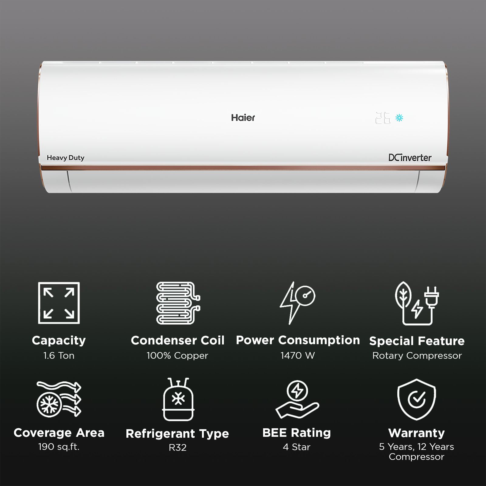 Haier Kinouchi Heavy Duty 7 in 1 Convertible 1.6 Ton 4 Star Triple Inverter Split Smart AC with Voice Control (Copper Condenser, HSU19K-PYAIR4BN-INV) Haier Kinouchi Heavy Duty 7 in 1 Convertible 1.6 Ton 4 Star Triple Inverter Split Smart AC with Voice Control (Copper Condenser, HSU19K-PYAIR4BN-INV) _2