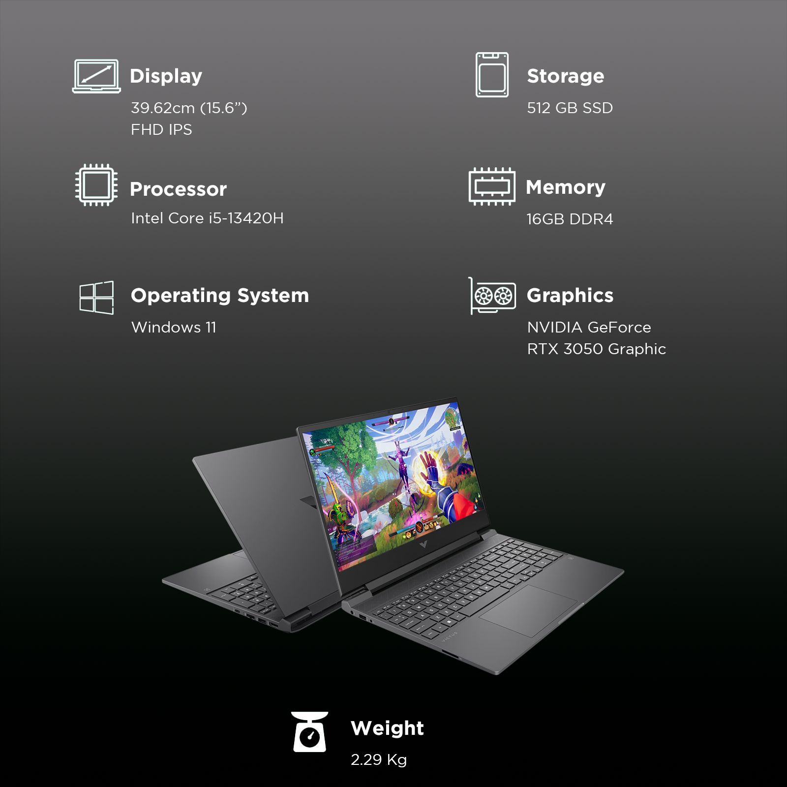 HP Victus 15-fa2700TX Intel Core i5 13th Gen Gaming Laptop (16GB, 512GB SSD, Windows 11 Home, 6GB Graphics, 15.6 inch 144 Hz Full HD IPS Display, NVIDIA Geforce RTX 3050, MS Office Home 2024, Mica Silver, 2.29 KG) HP Victus 15-fa2700TX Intel Core i5 13th Gen Gaming Laptop (16GB, 512GB SSD, Windows 11 Home, 6GB Graphics, 15.6 inch 144 Hz Full HD IPS Display, NVIDIA Geforce RTX 3050, MS Office Home 2024, Mica Silver, 2.29 KG)_3