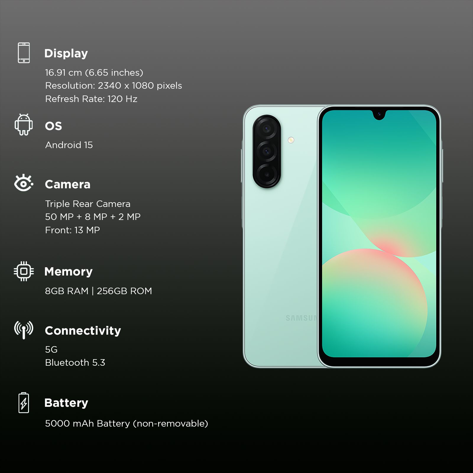 SAMSUNG Galaxy A26 5G (8GB RAM, 256GB, Awesome Mint) SAMSUNG Galaxy A26 5G (8GB RAM, 256GB, Awesome Mint)_3