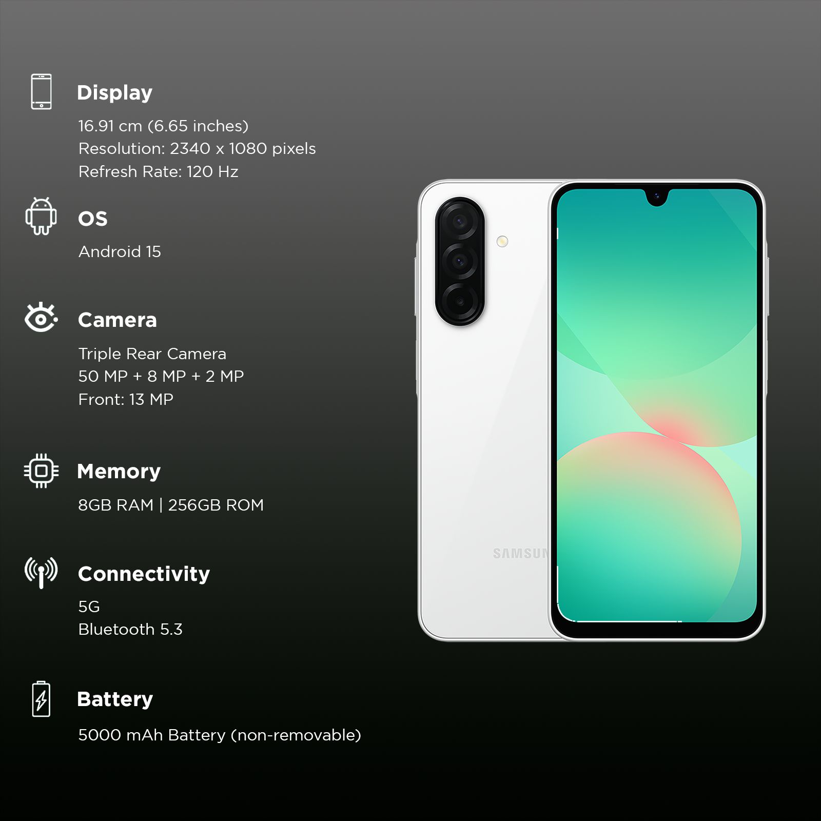 SAMSUNG Galaxy A26 5G (8GB RAM, 256GB, Awesome White)_3