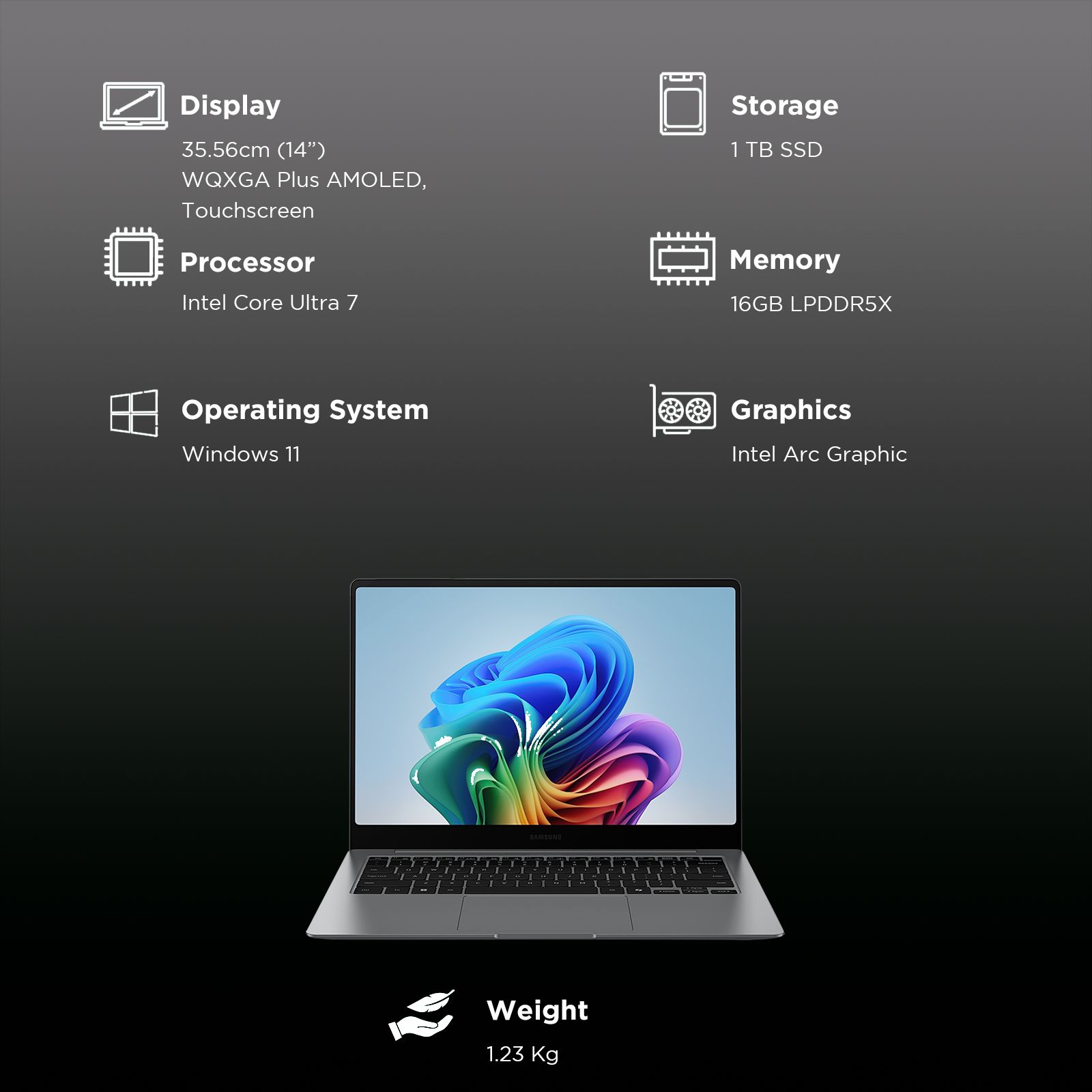 SAMSUNG Galaxy Book5 Pro Intel Core Ultra 7 Touchscreen Thin & Light Laptop (16GB, 1TB SSD, Windows 11 Home, 8GB Graphics, 14 inch WQXGA Plus AMOLED Display, MS Office 2021, Gray, 1.23 KG) SAMSUNG Galaxy Book5 Pro Intel Core Ultra 7 Touchscreen Thin & Light Laptop (16GB, 1TB SSD, Windows 11 Home, 8GB Graphics, 14 inch WQXGA Plus AMOLED Display, MS Office 2021, Gray, 1.23 KG)_3