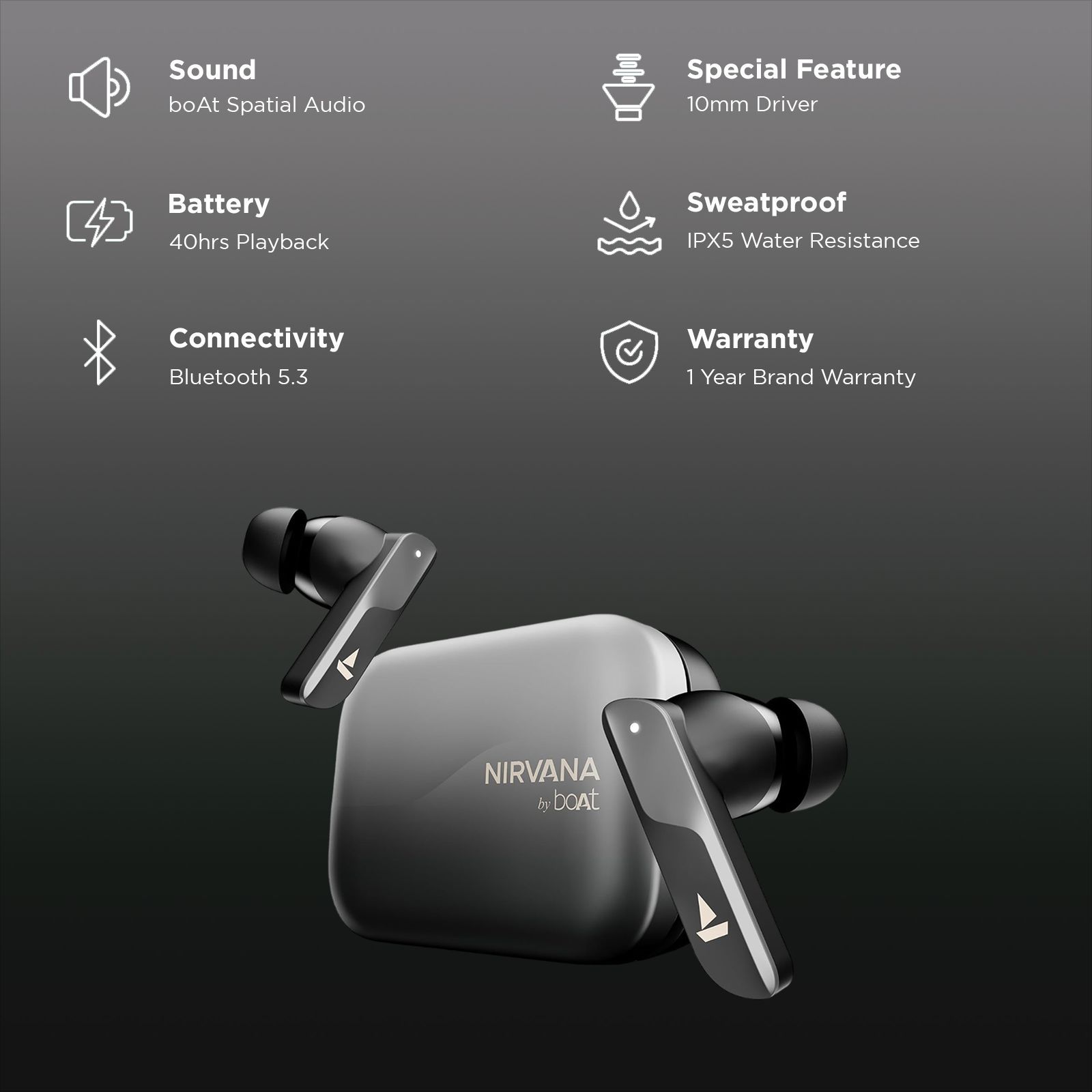 boAt Nirvana X TWS Earbuds with AI Noise Cancellation (IPX5 Water Resistant, Fast Charge, Cosmic Onyx)_2