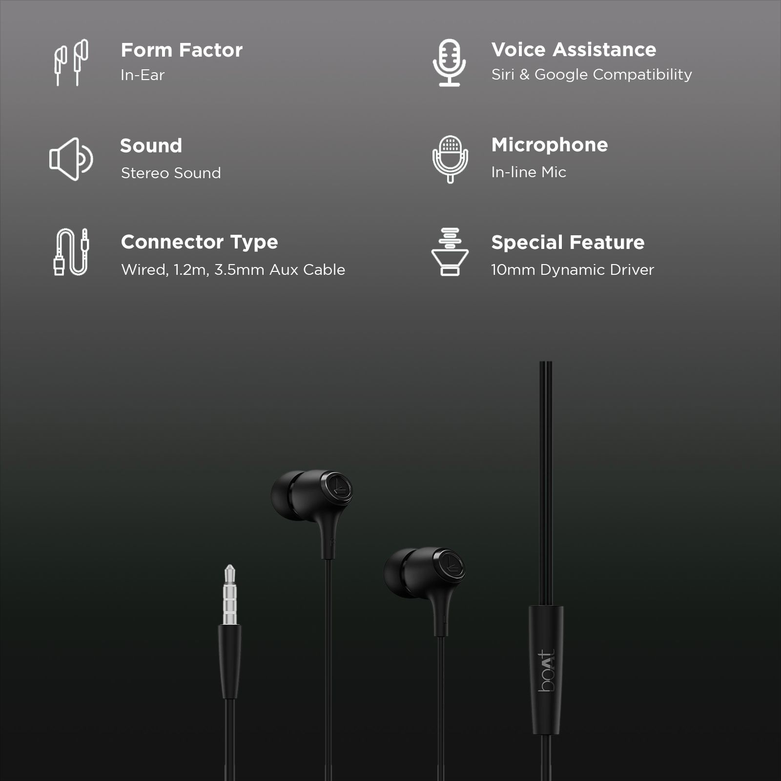 boAt Bassheads 95 Wired Earphone with Mic (3.5mm Connector, In Ear, Active Black)_2