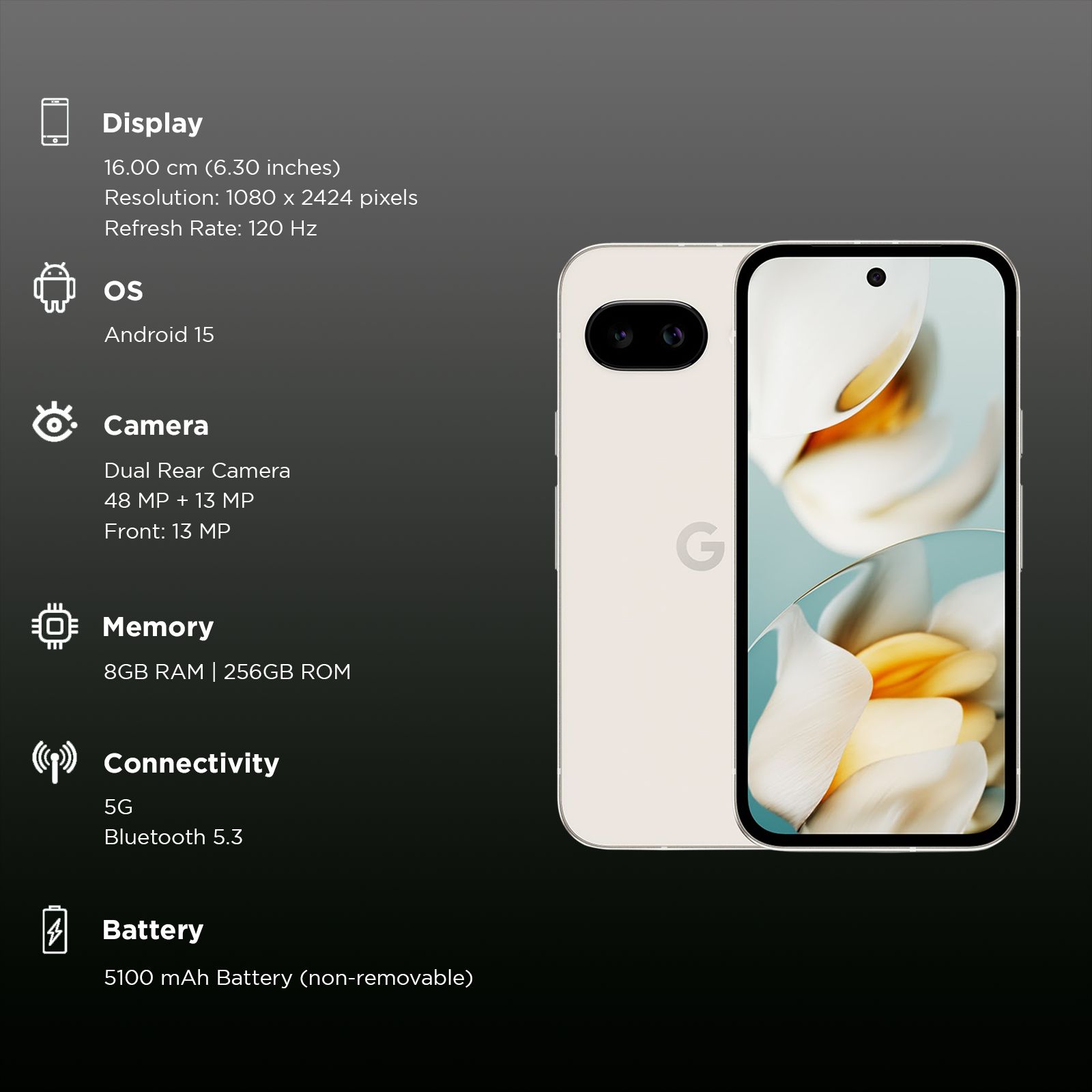 Google Pixel 9a 5G (8GB RAM, 256GB, Porcelain)_3