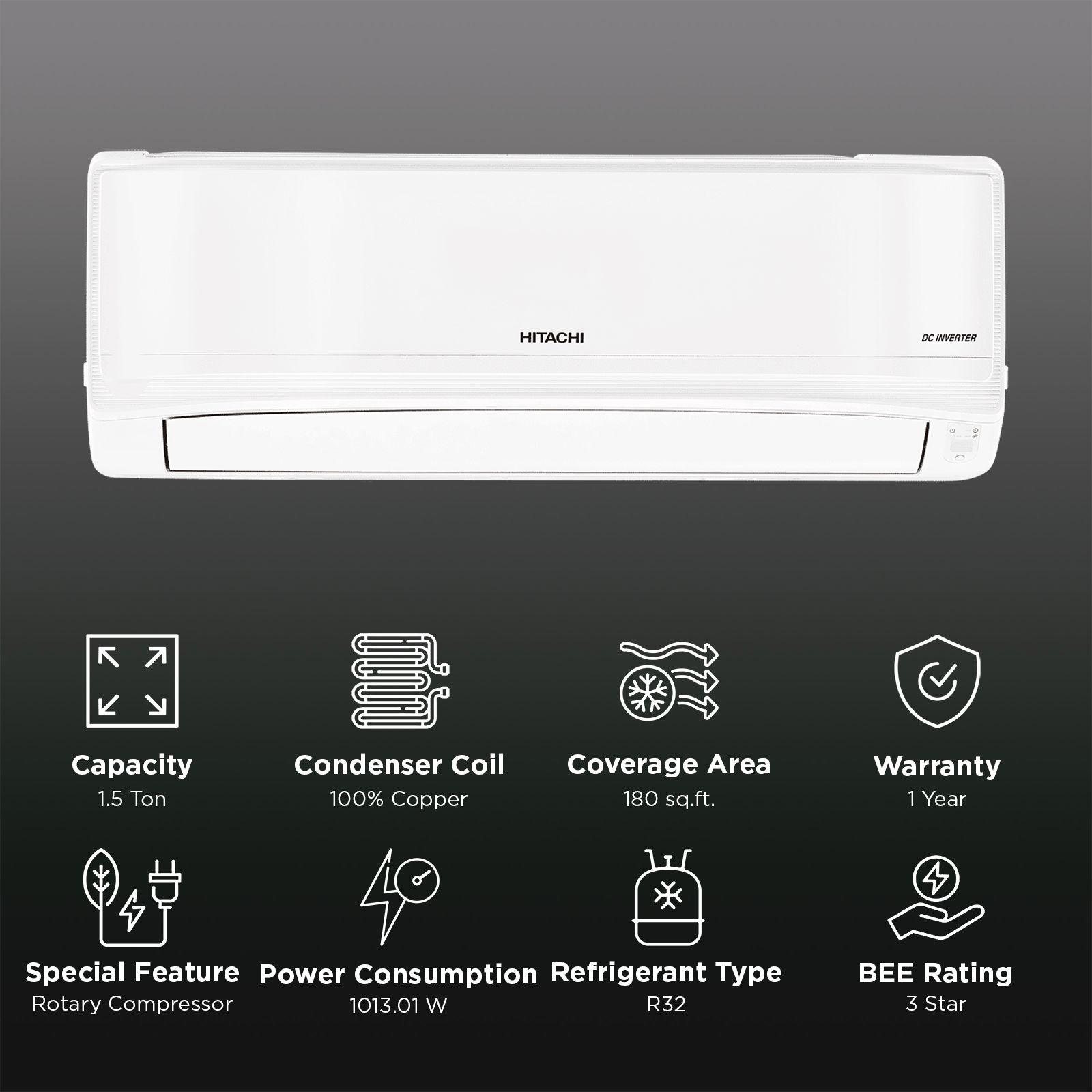 HITACHI iZen 3400SXL Convertible 1.5 Ton 3 Star Inverter Split AC with Penta Sensor (Copper Condenser, RAS.G318PCC2SS1)_2
