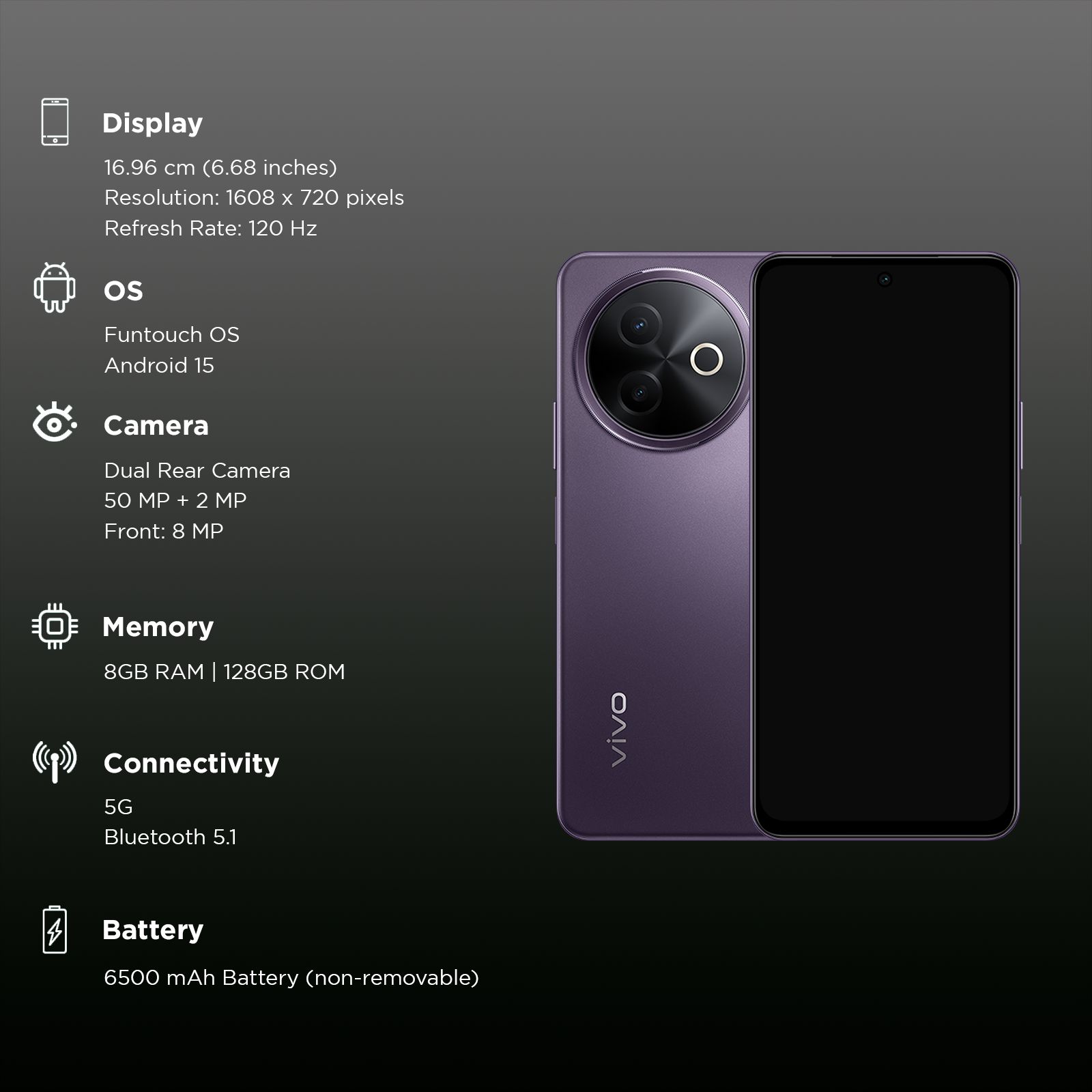 vivo Y39 5G (8GB RAM, 128GB, Lotus Purple)_3