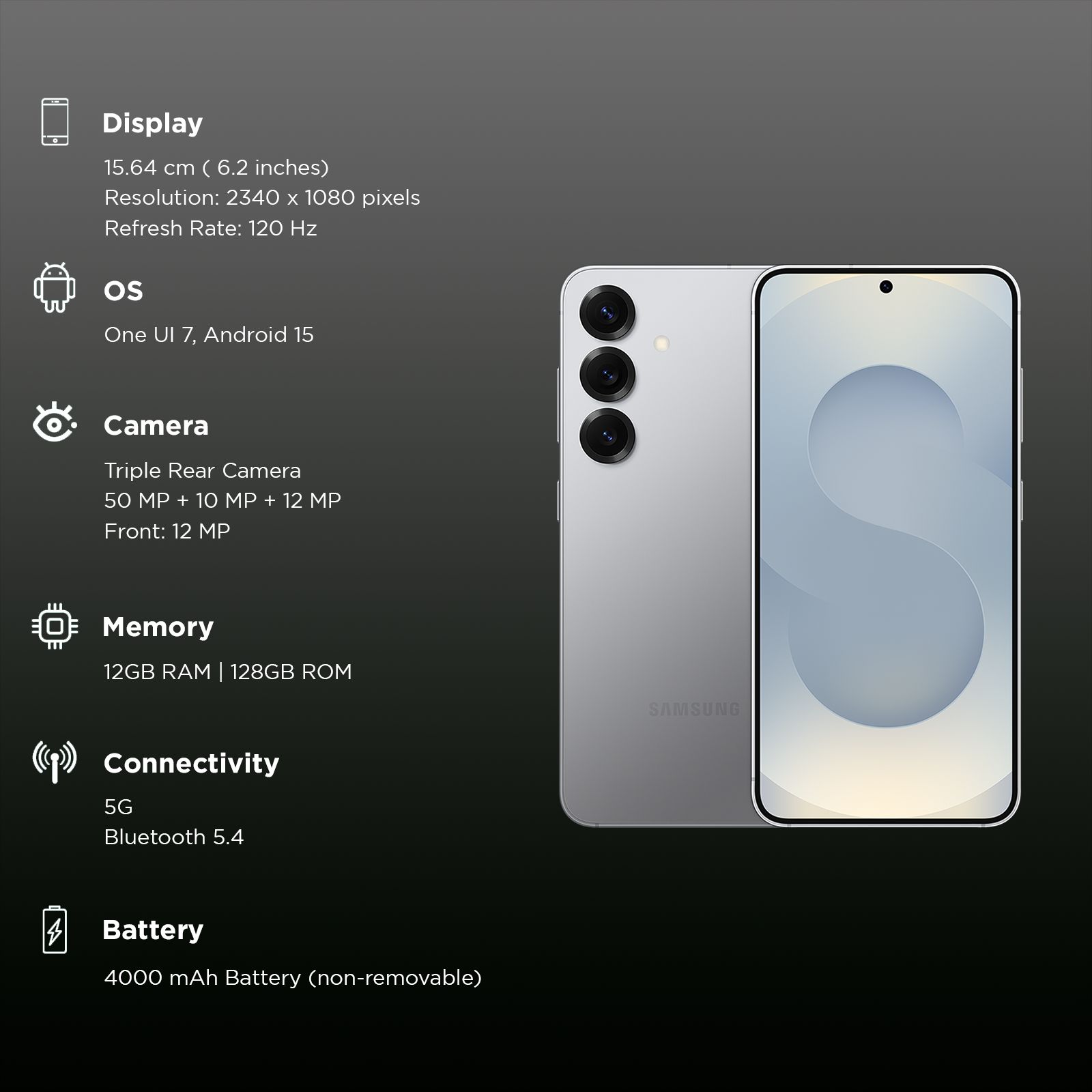 SAMSUNG Galaxy S25 5G (12GB RAM, 128GB, Silver Shadow)_3