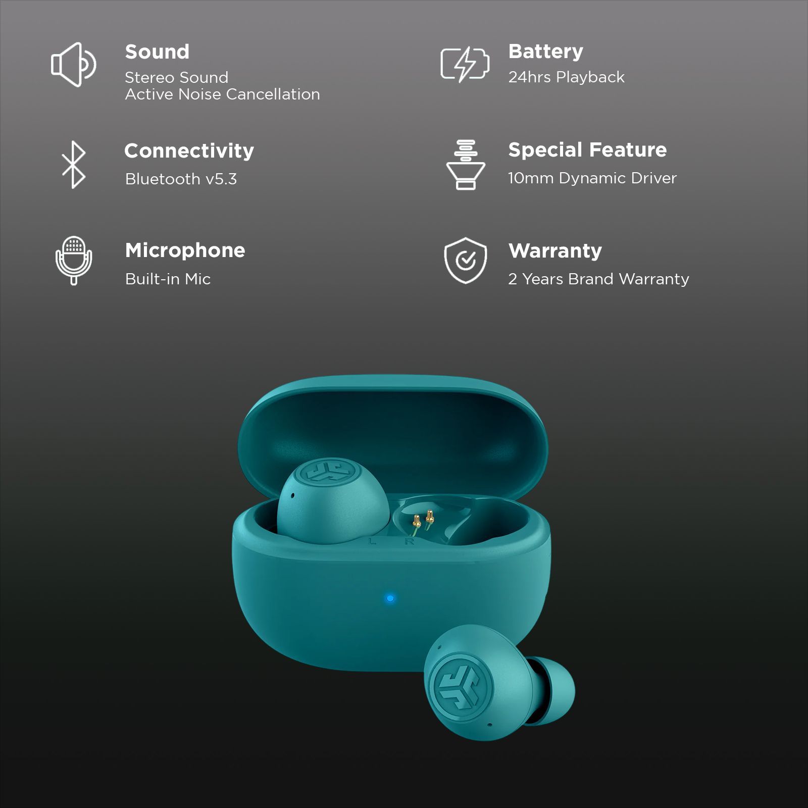 JLAB Go Pop ANC TWS Earbuds with Active Noise Cancellation (IP55 Sweat and Splashproof, Google Fast Pair, Teal)_2