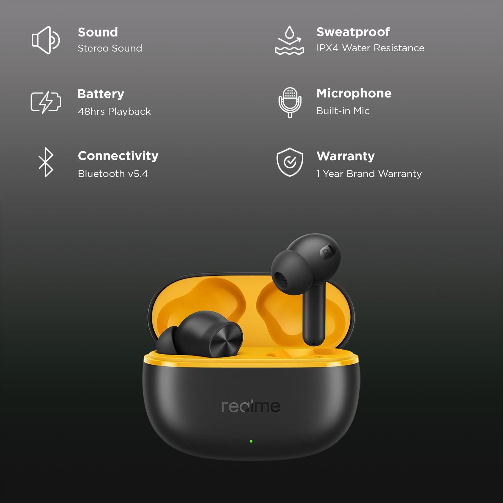 realme Buds T200 Lite TWS Earbuds with Environmental Noise Cancellation (IPX4 Water Resistant, Dual Device Connection, Volt Black)_2