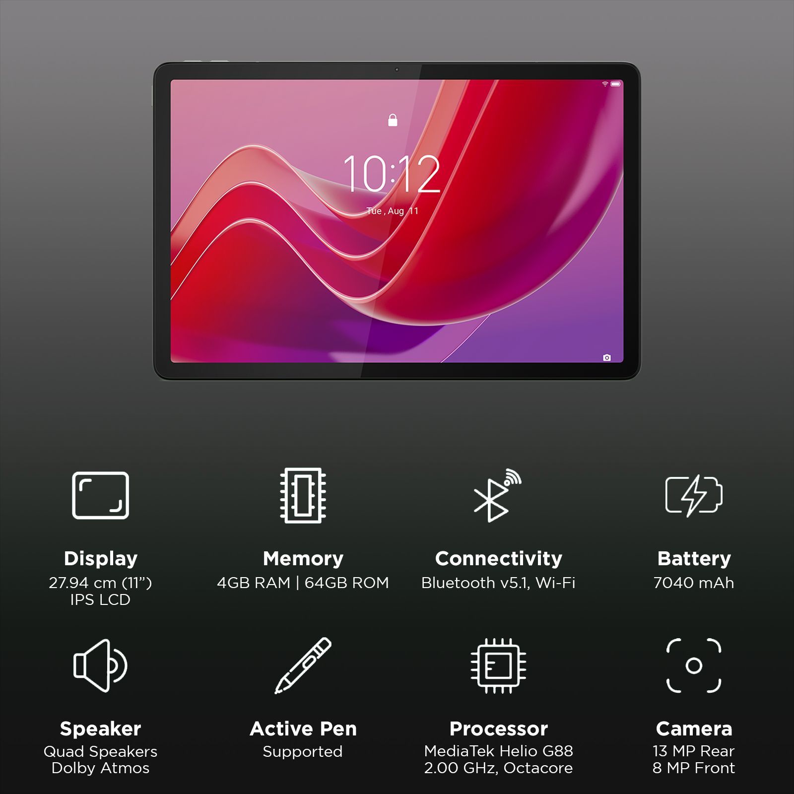 Lenovo Tab M11 Wi-Fi Android Tablet (11 Inch, 4GB RAM, 64GB ROM, Seafoam Green)_3