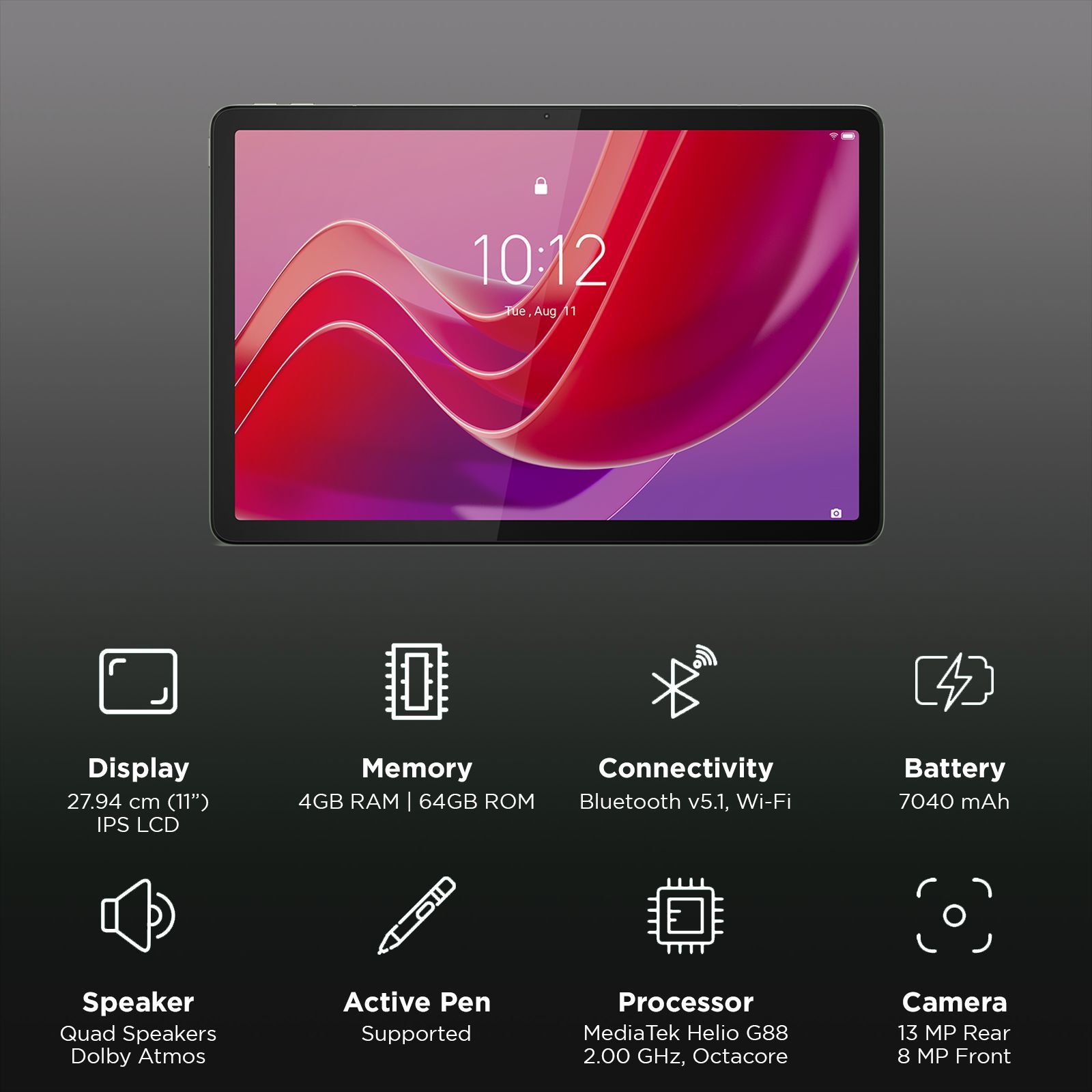 Lenovo Tab M11 Wi-Fi+4G Android Tablet (11 Inch, 4GB RAM, 64GB ROM, Seafoam Green)_3