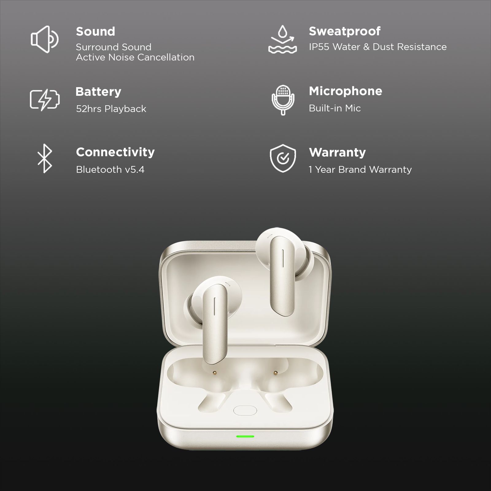 realme Buds Air7 TWS Earbuds with Active Noise Cancellation (IP55 Water Resistant, 360 Degree Spatial Sound, Ivory Gold)_2