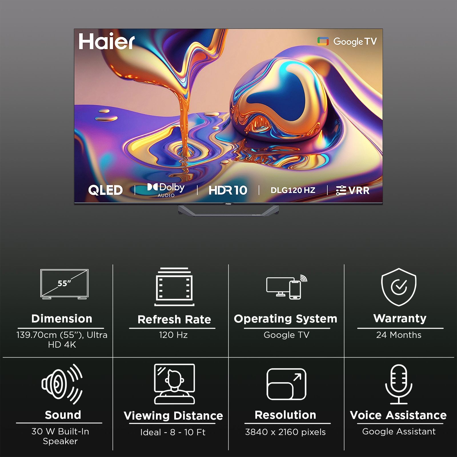 Haier 55S80F 139.7 cm (55 inch) 4K Ultra HD QLED Smart Google TV with Google Assistant Support (2025 model)_3