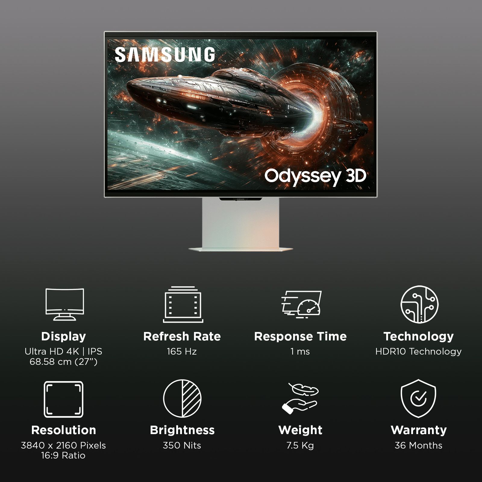 SAMSUNG Odyssey G9 68.58 cm (27 inch) 4K Ultra HD IPS Panel Height Adjustable Gaming Monitor with Freesync Premium_2